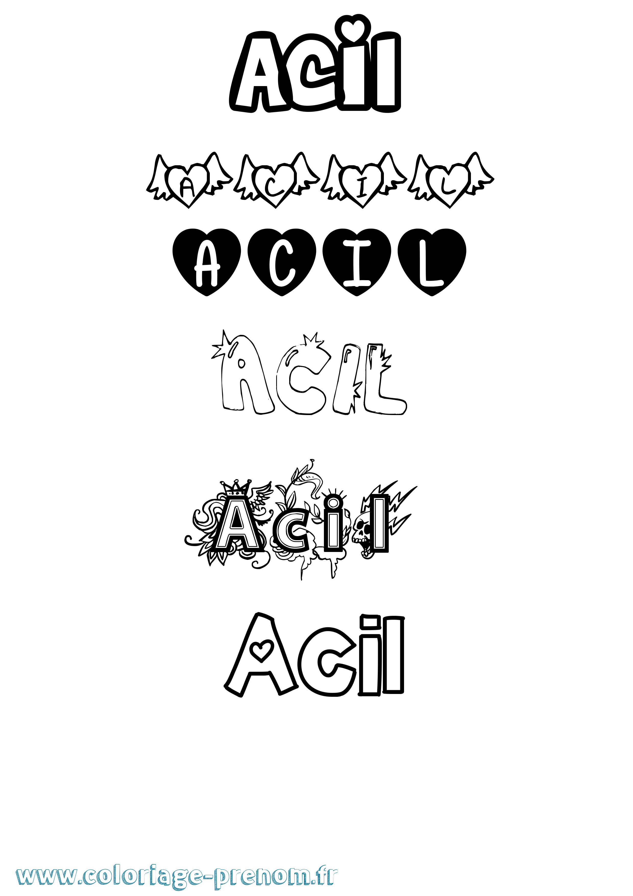 Coloriage Acil Girly Coloriage prénom Acil Girly