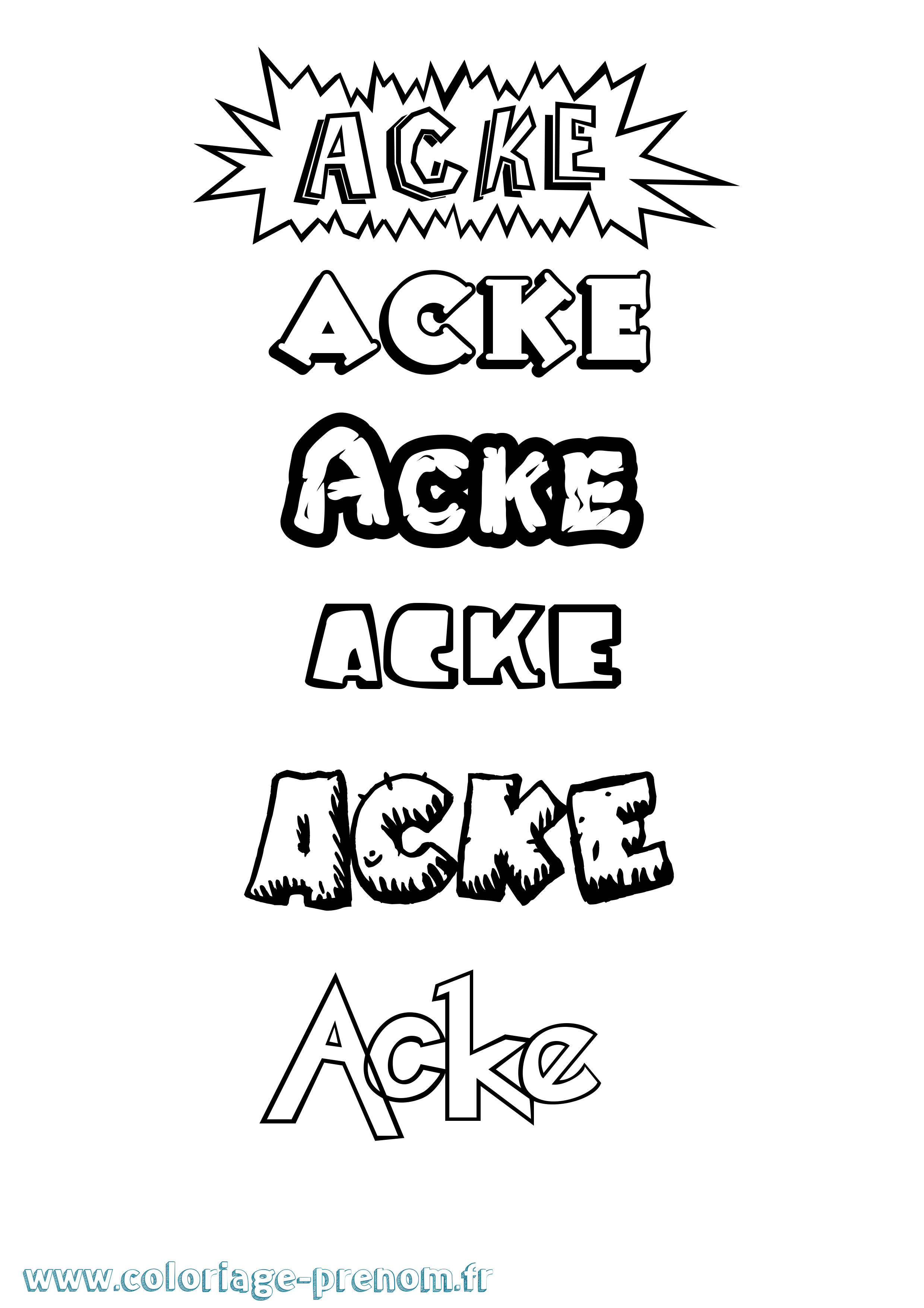 Coloriage prénom Acke Dessin Animé