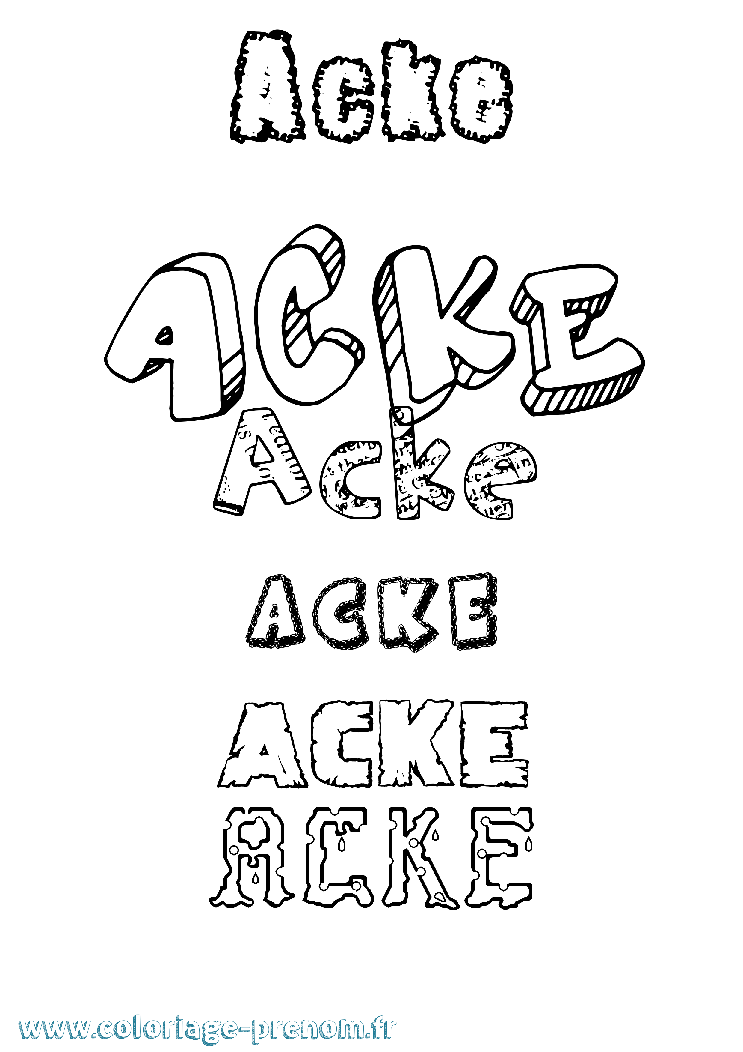 Coloriage Acke Destructuré Coloriage prénom Acke Destructuré