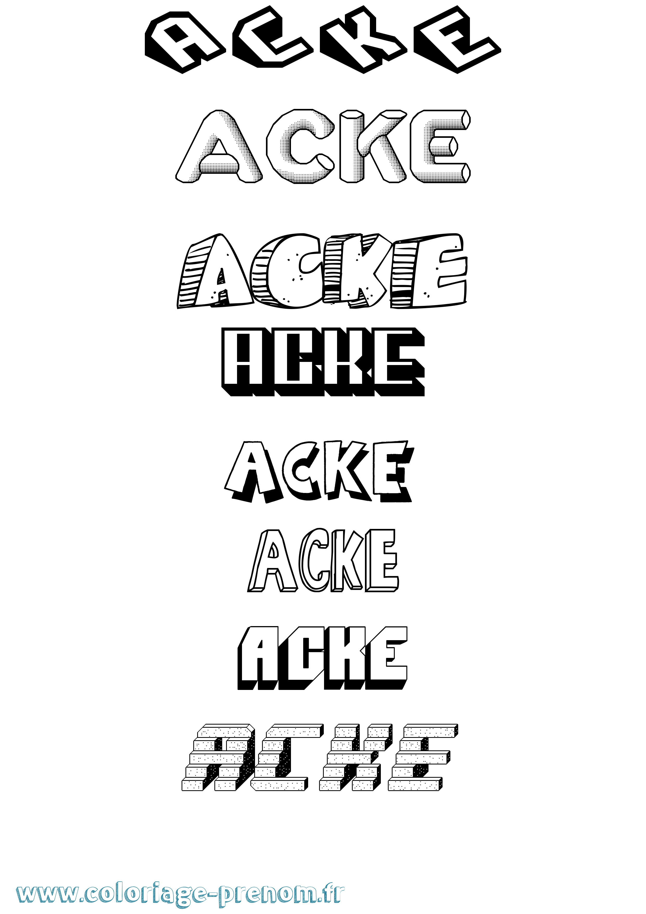 Coloriage prénom Acke Effet 3D