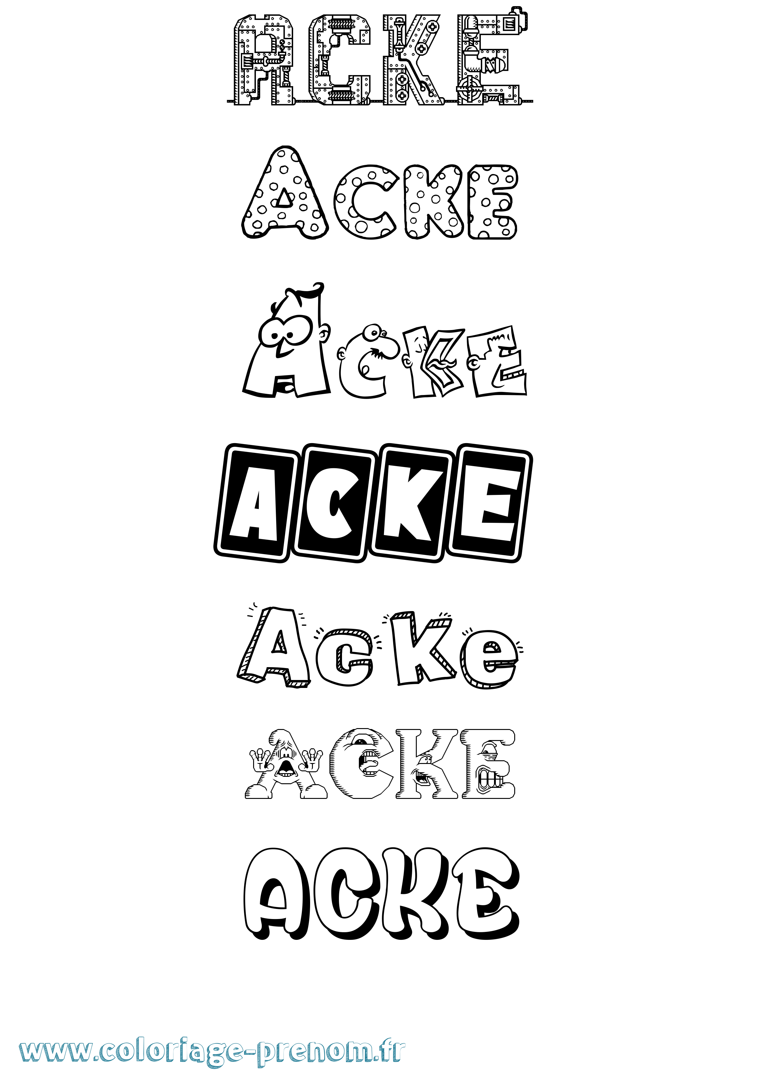 Coloriage Acke Fun Coloriage prénom Acke Fun