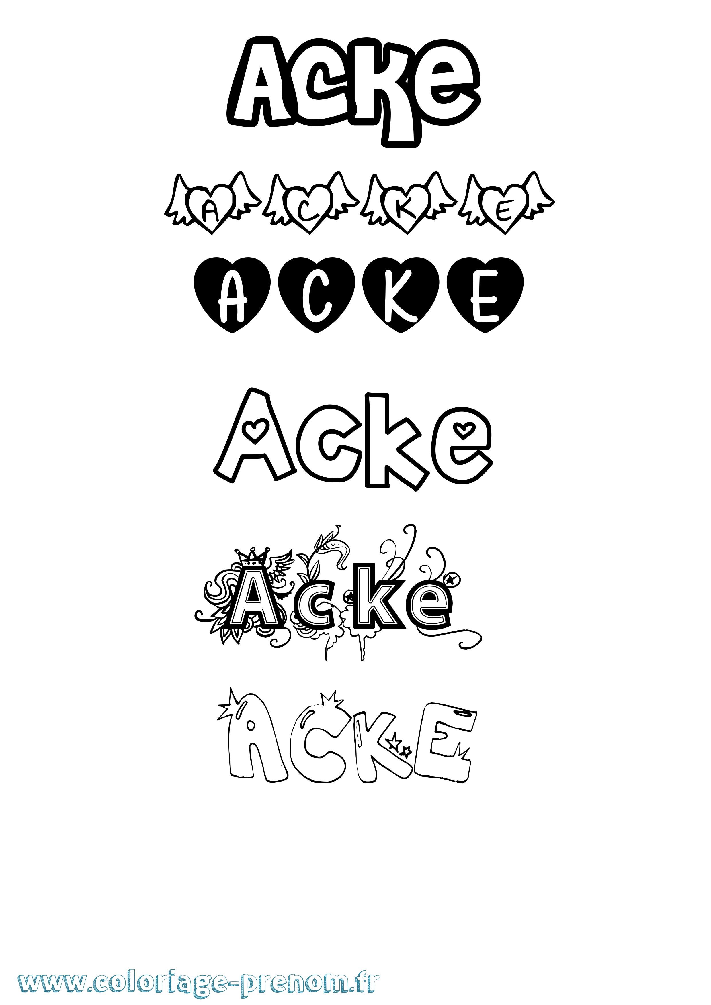 Coloriage Acke Girly Coloriage prénom Acke Girly