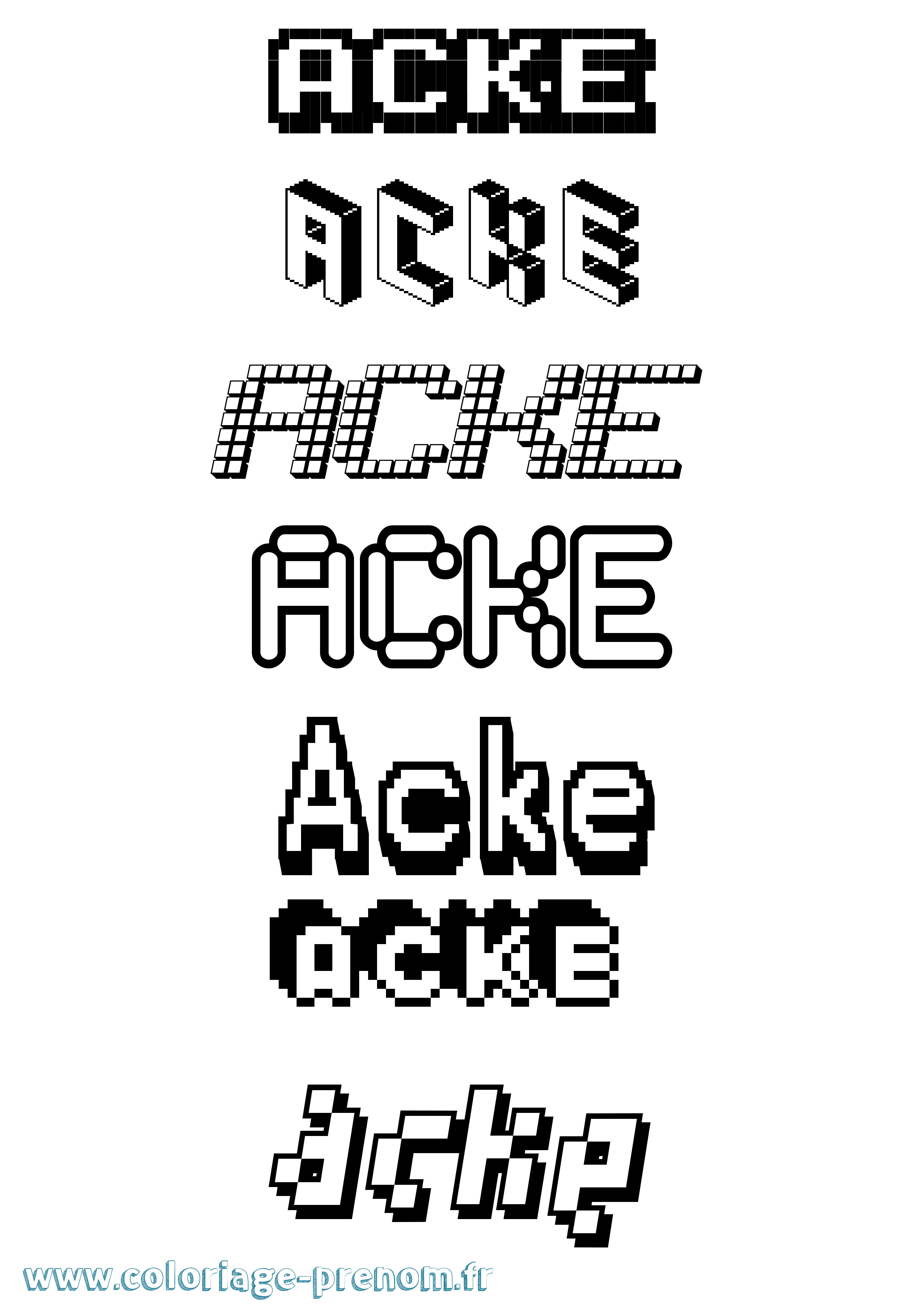 Coloriage Acke Pixel Coloriage prénom Acke Pixel