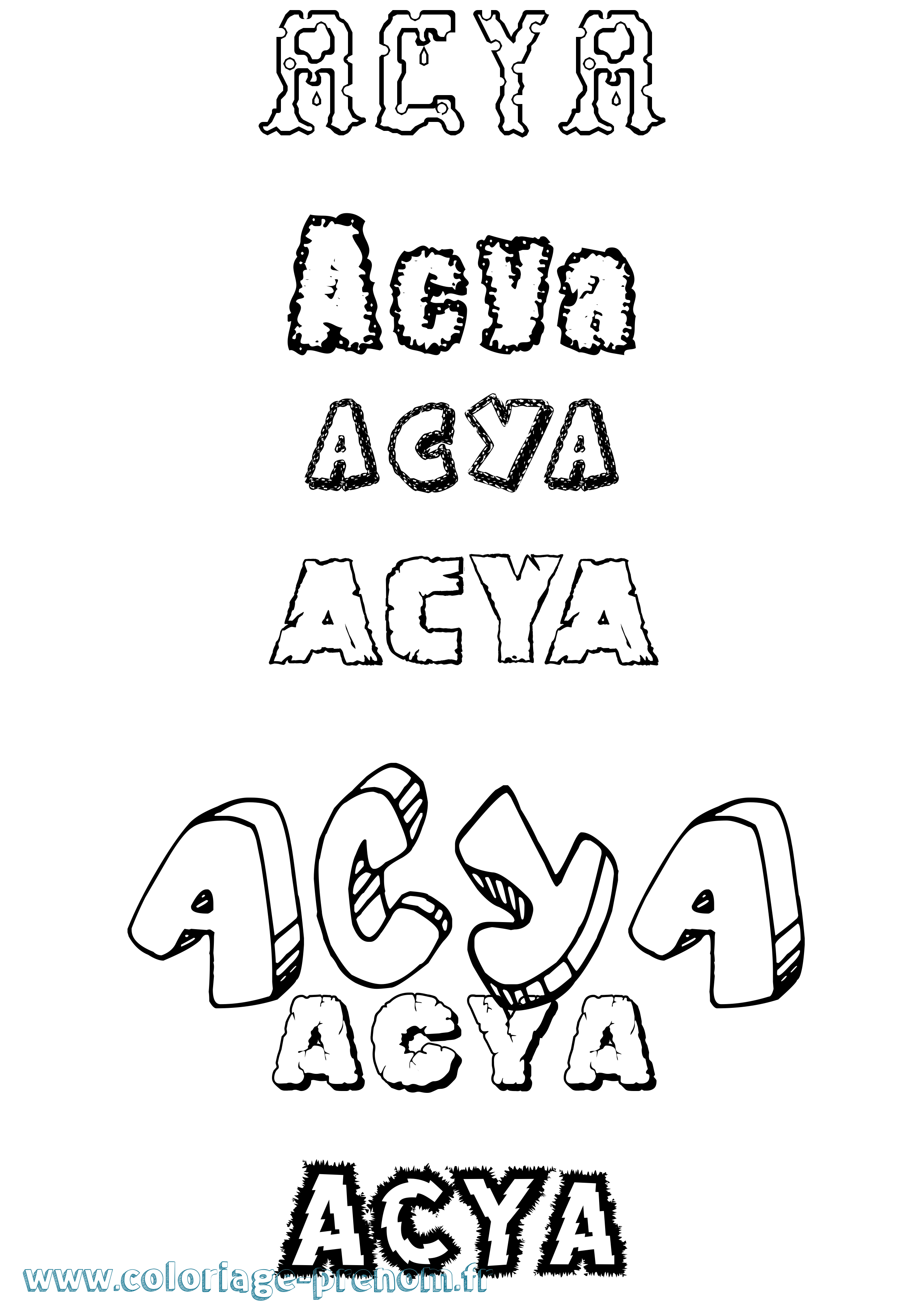 Coloriage prénom Acya Destructuré