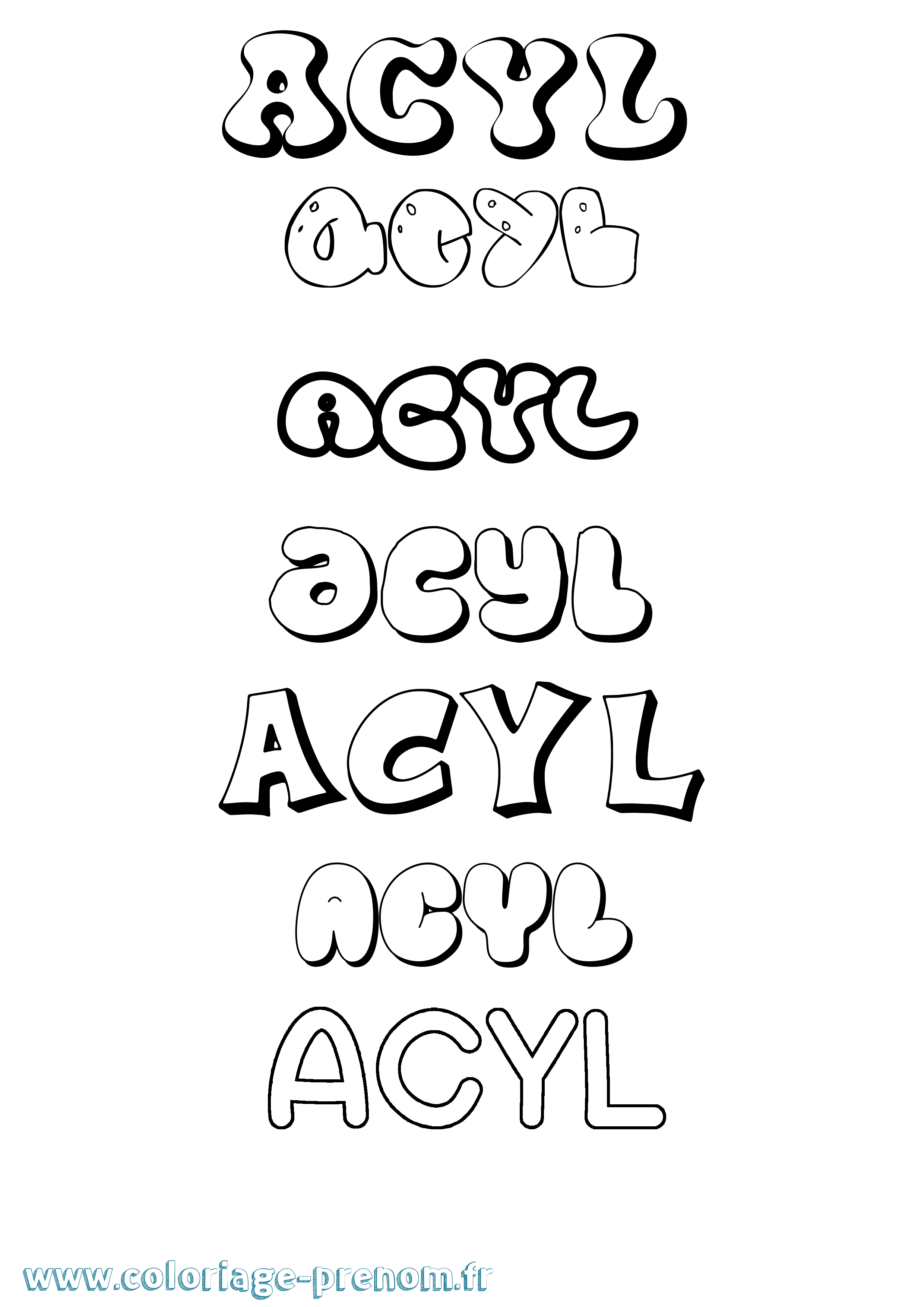 Coloriage Acyl Bubble Coloriage prénom Acyl Bubble