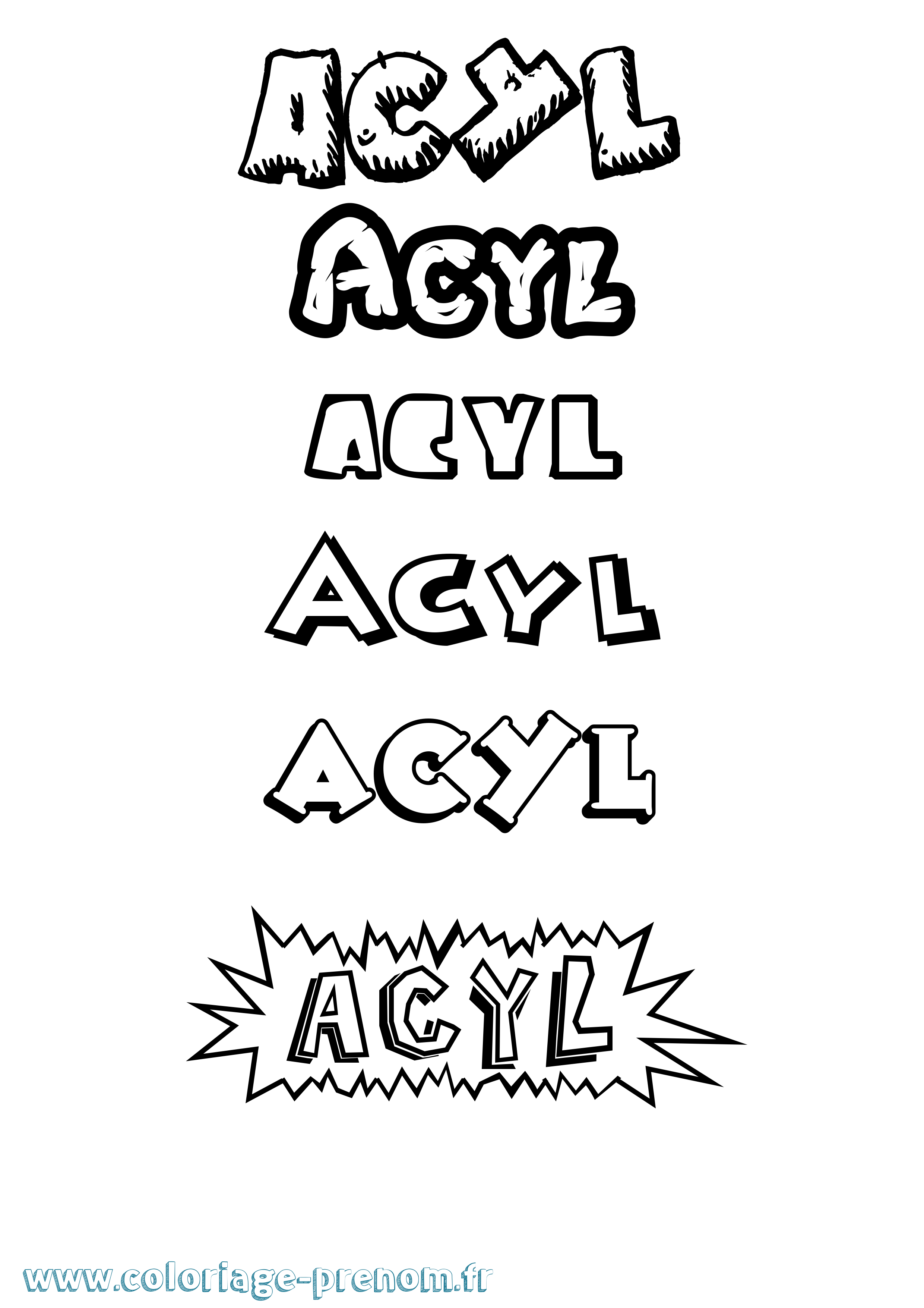 Coloriage Acyl Dessin Animé Coloriage prénom Acyl Dessin Animé