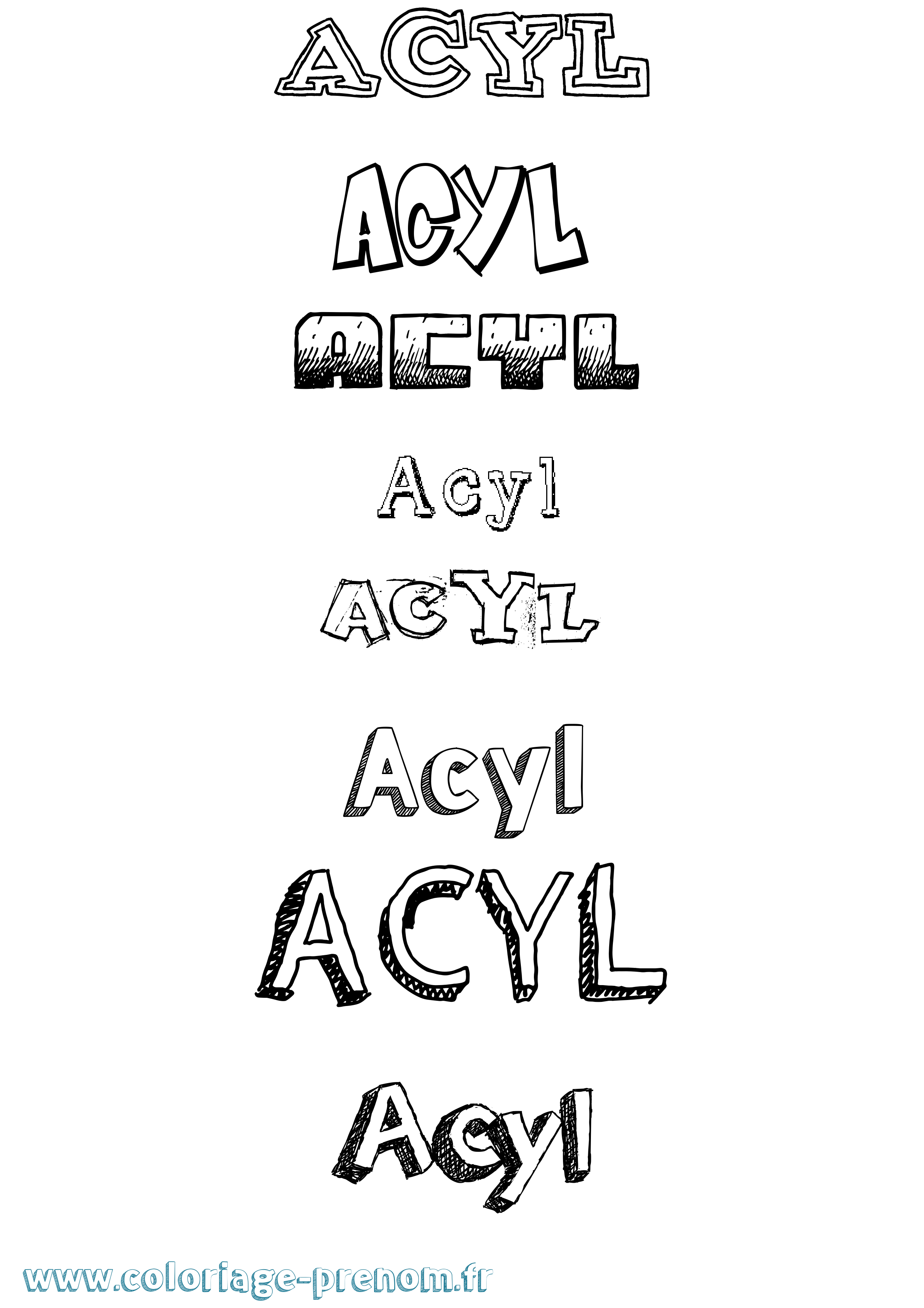 Coloriage prénom Acyl Dessiné