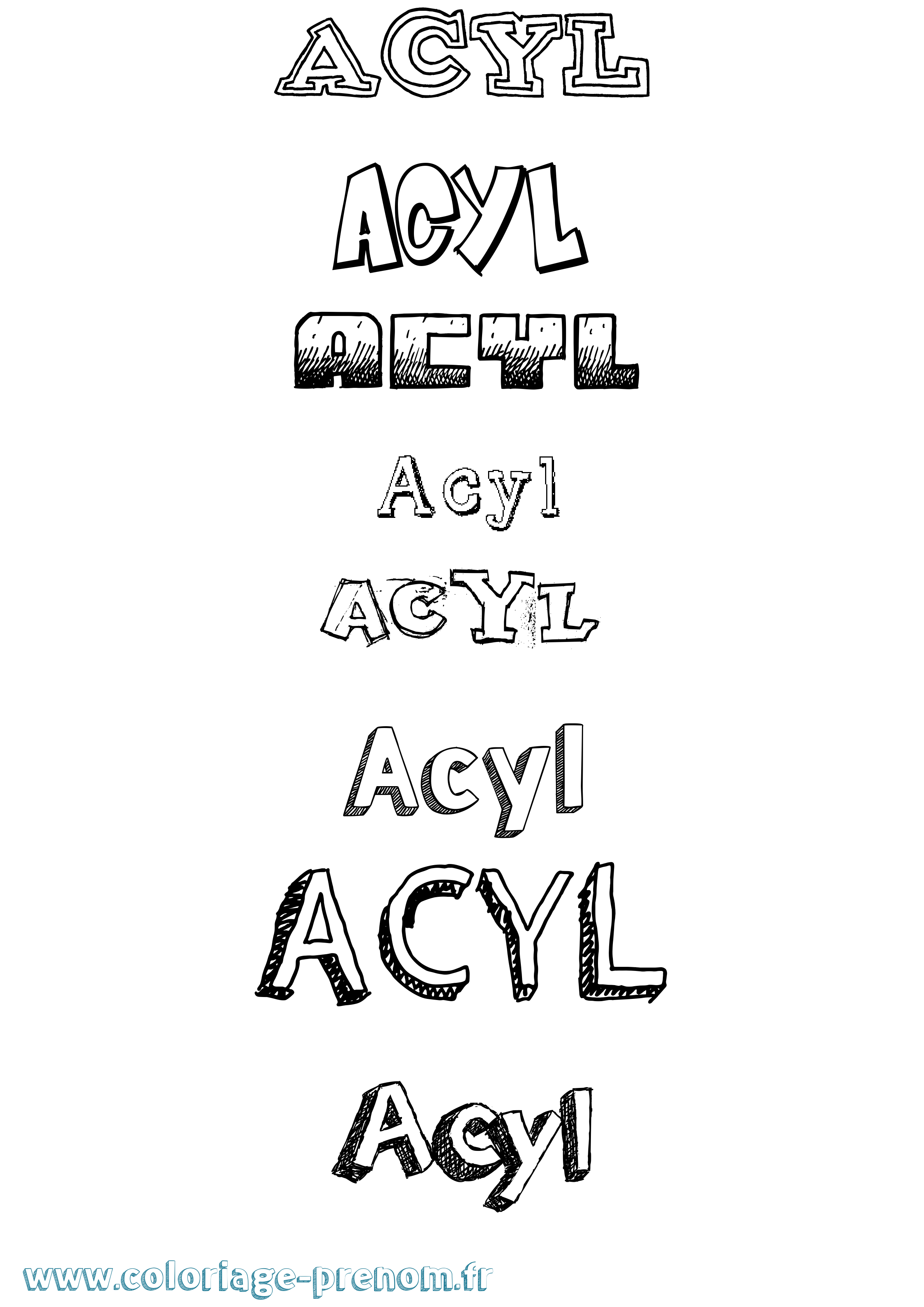 Coloriage Acyl Dessiné Coloriage prénom Acyl Dessiné