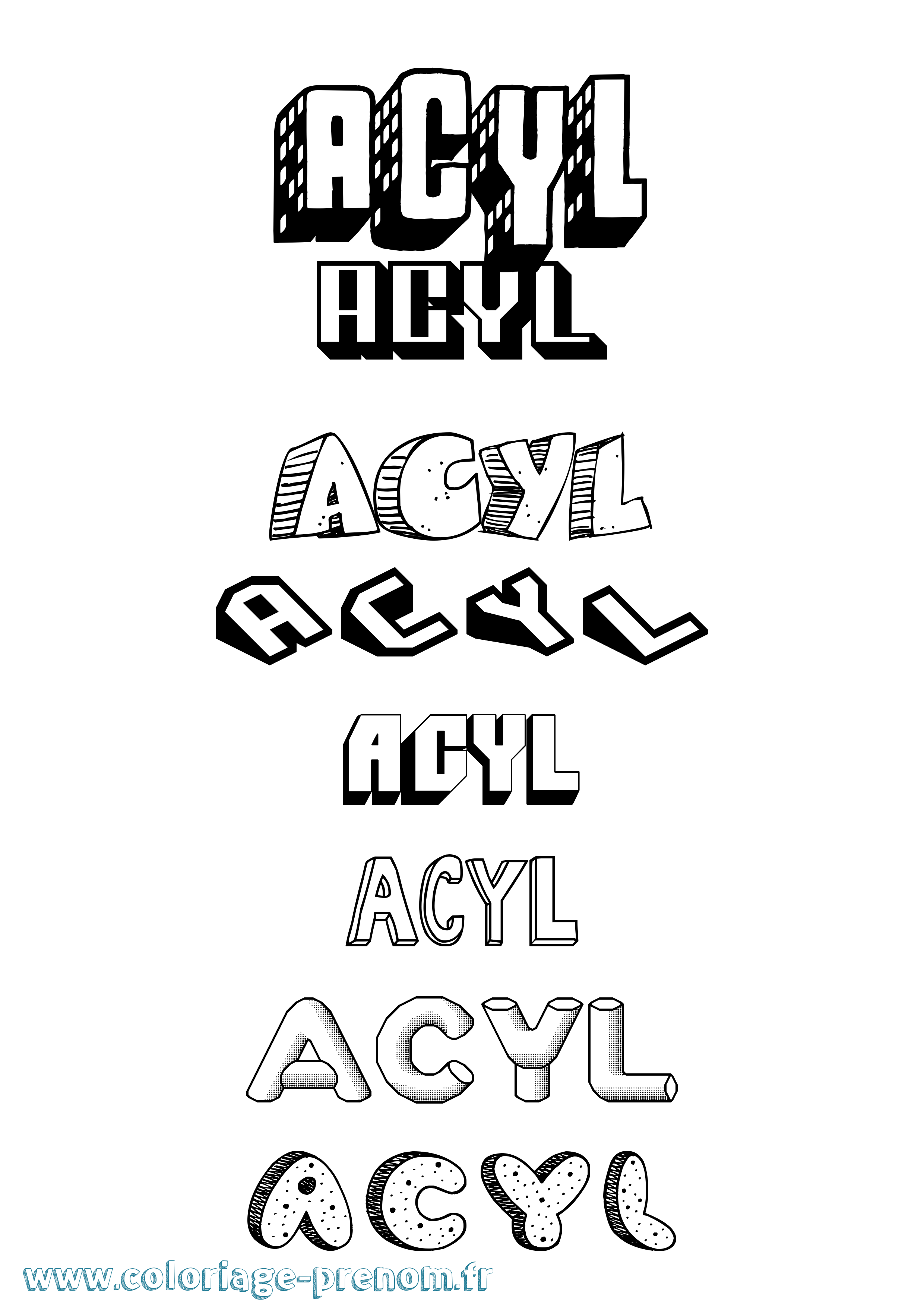 Coloriage prénom Acyl Effet 3D