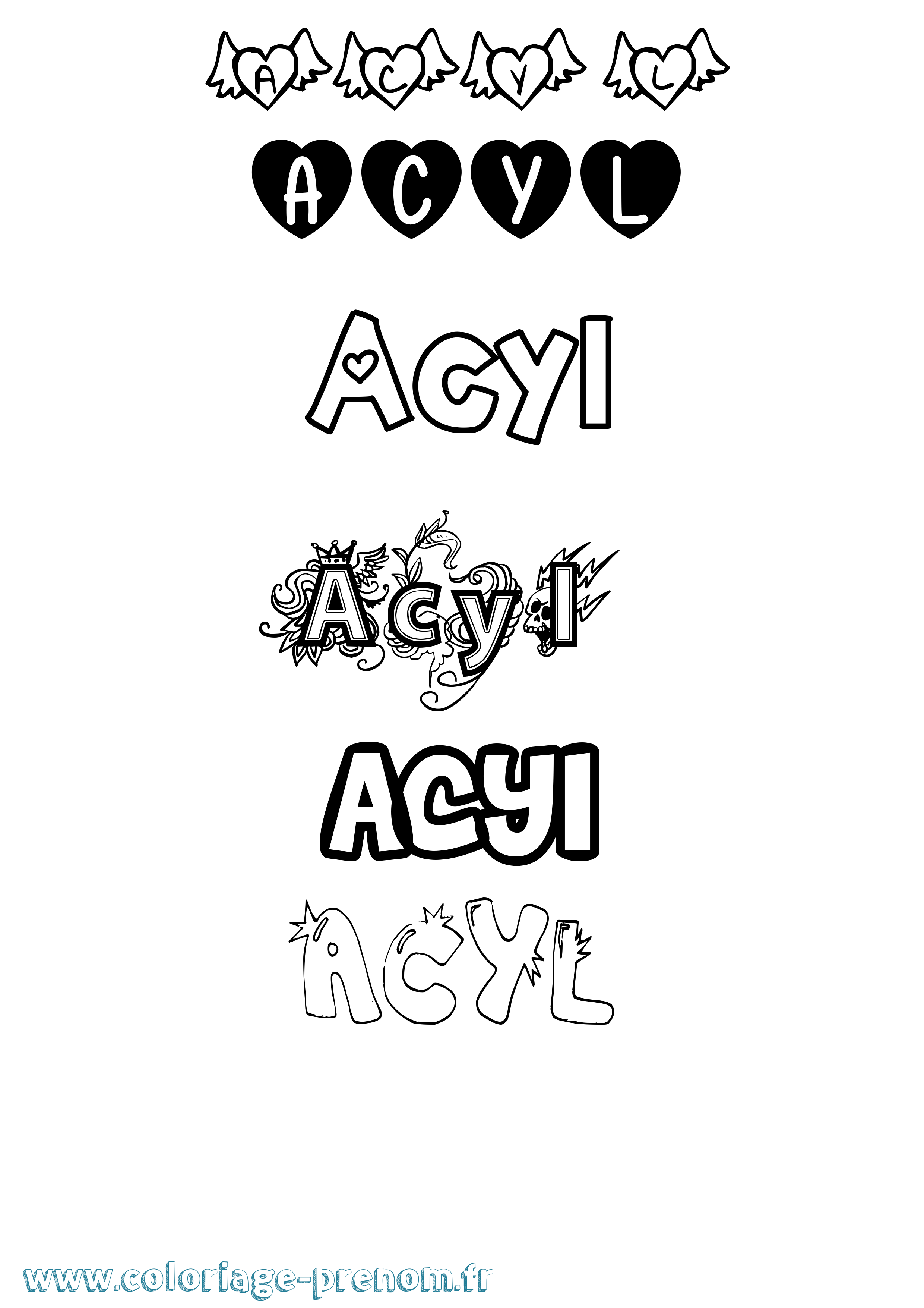 Coloriage Acyl Girly Coloriage prénom Acyl Girly