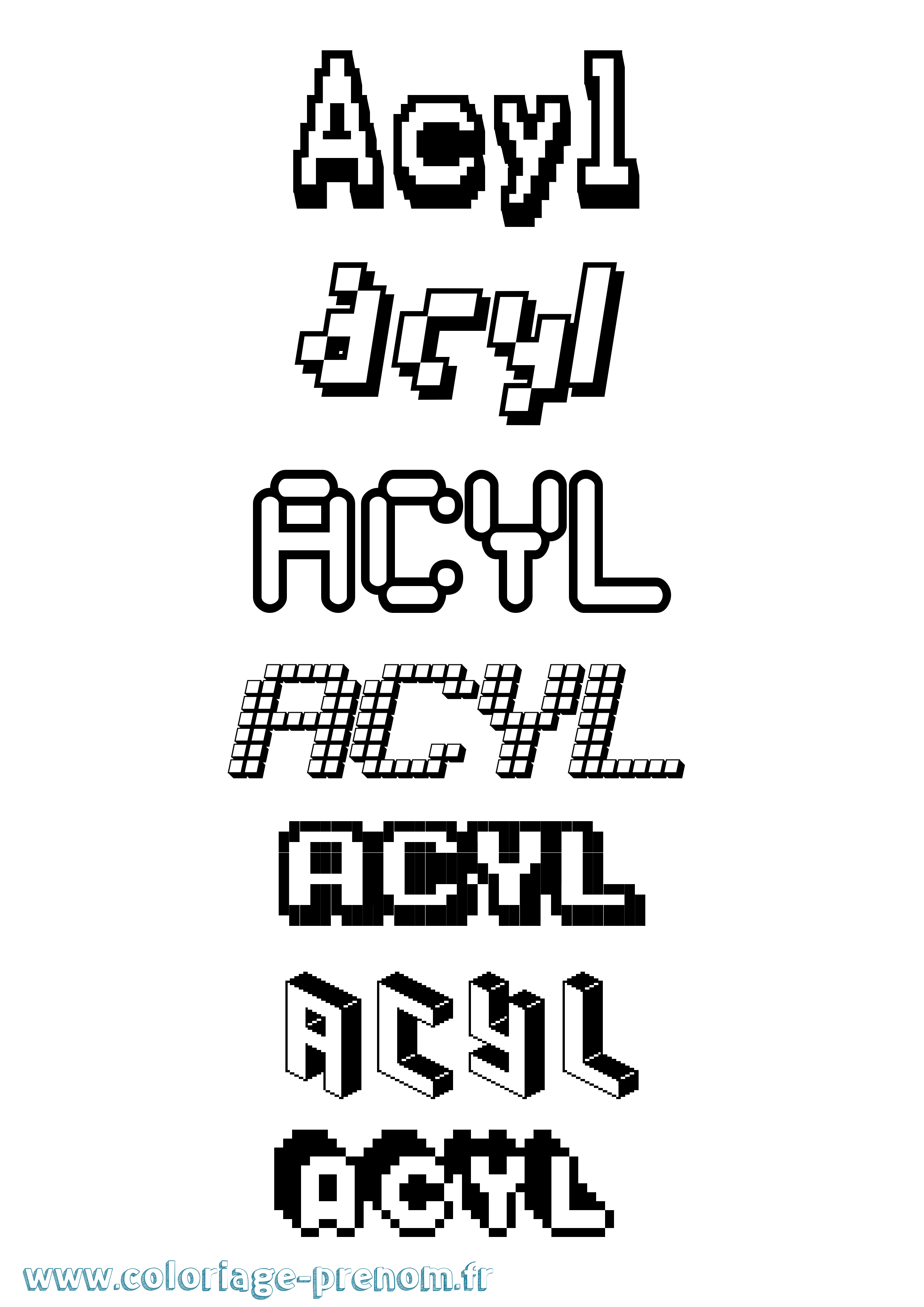 Coloriage Acyl Pixel Coloriage prénom Acyl Pixel
