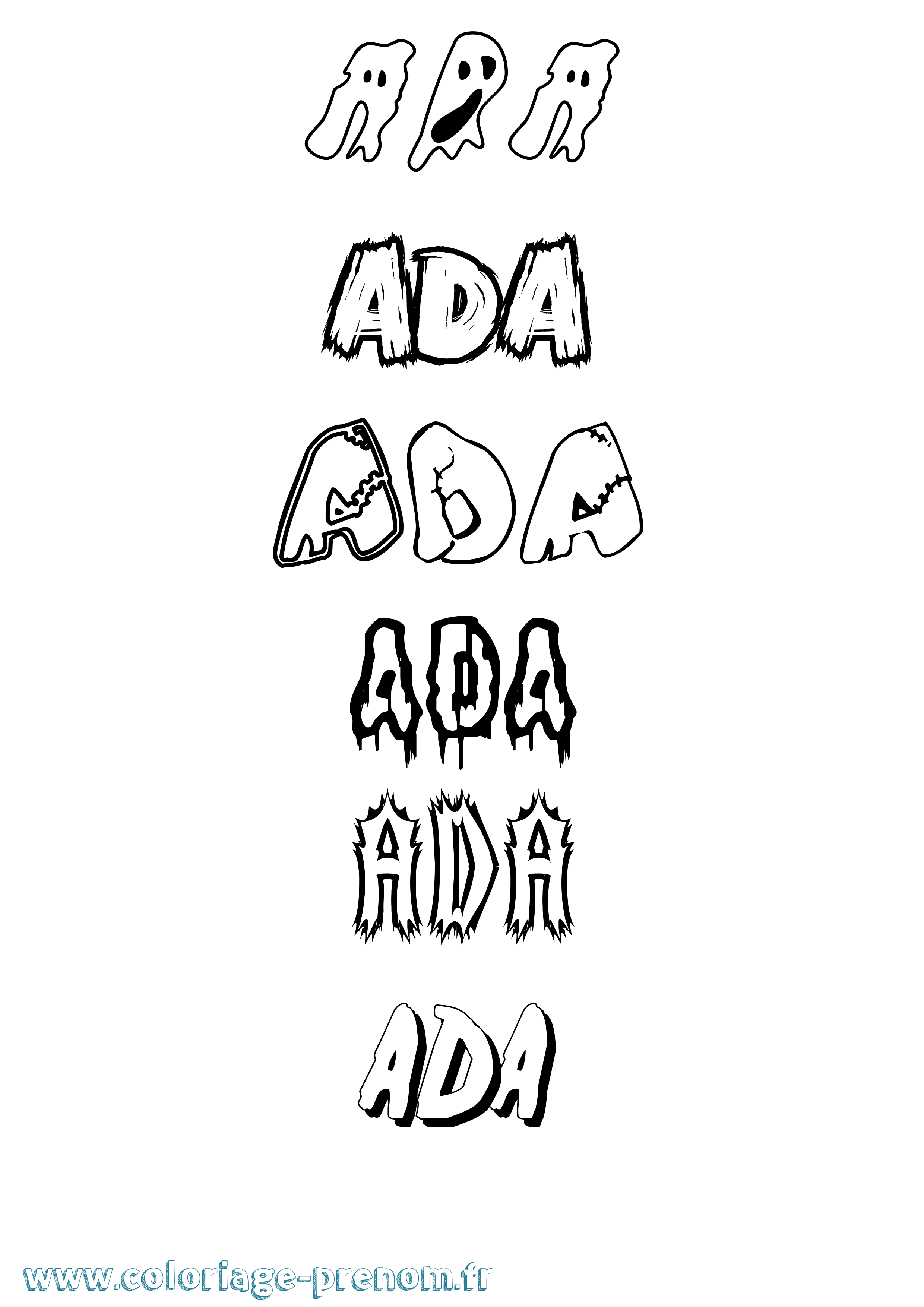 Coloriage Ada Frisson Coloriage prénom Ada Frisson