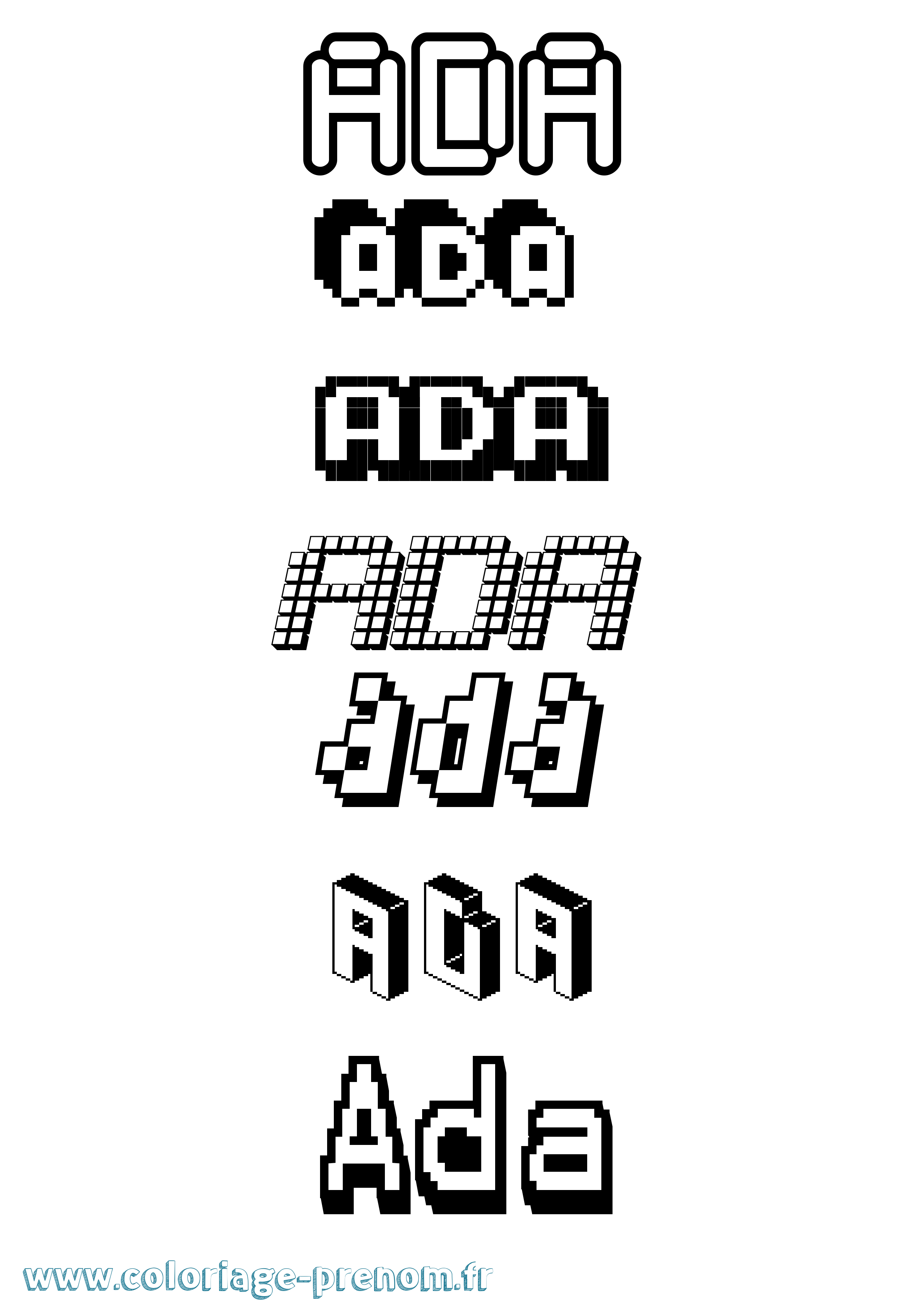 Coloriage Ada Pixel Coloriage prénom Ada Pixel