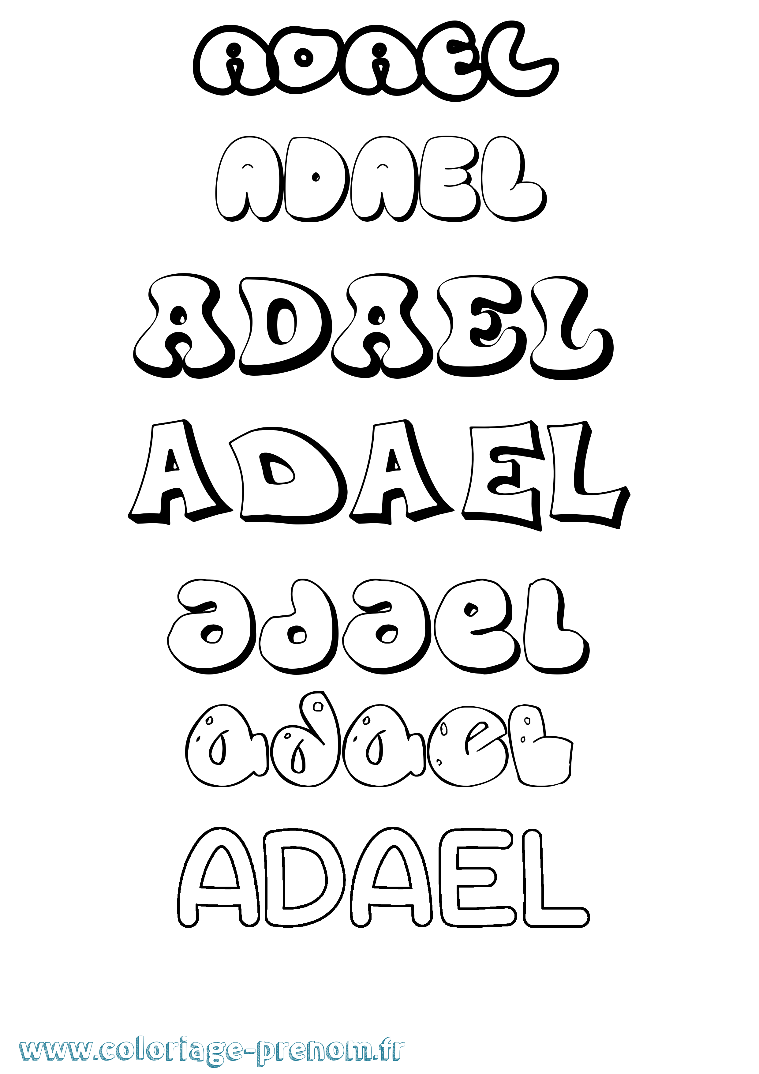 Coloriage prénom Adael Bubble