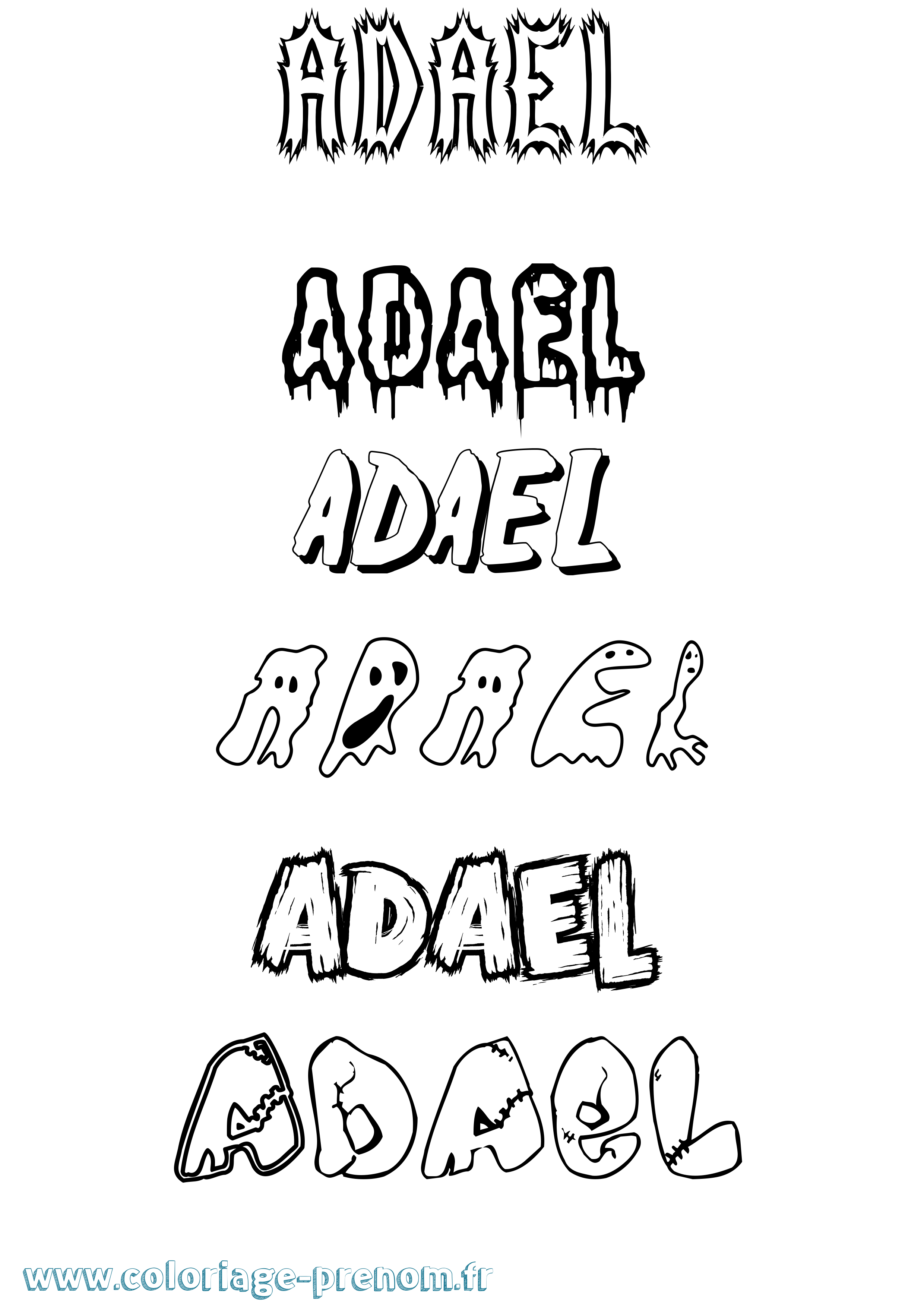 Coloriage prénom Adael Frisson