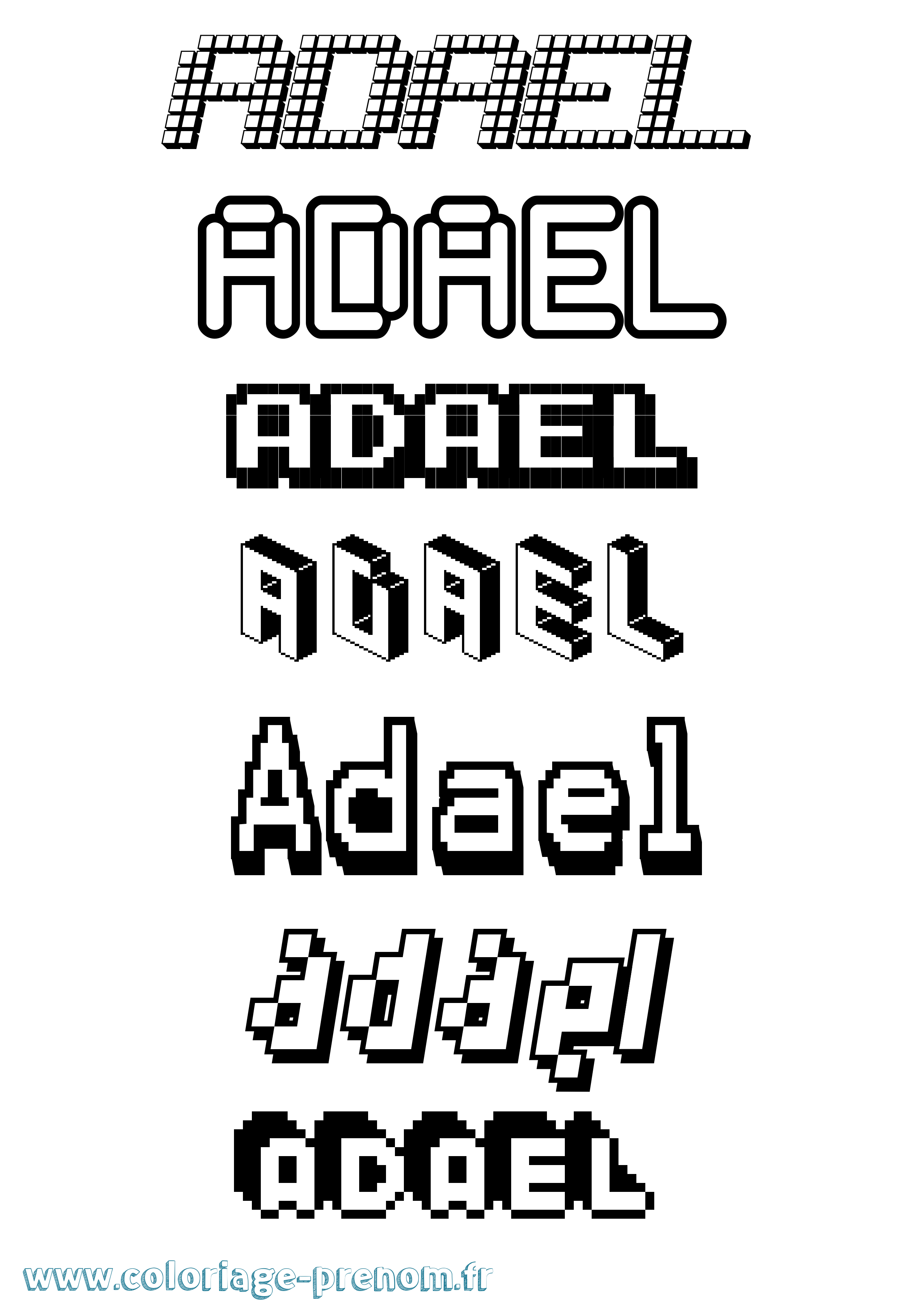 Coloriage prénom Adael Pixel