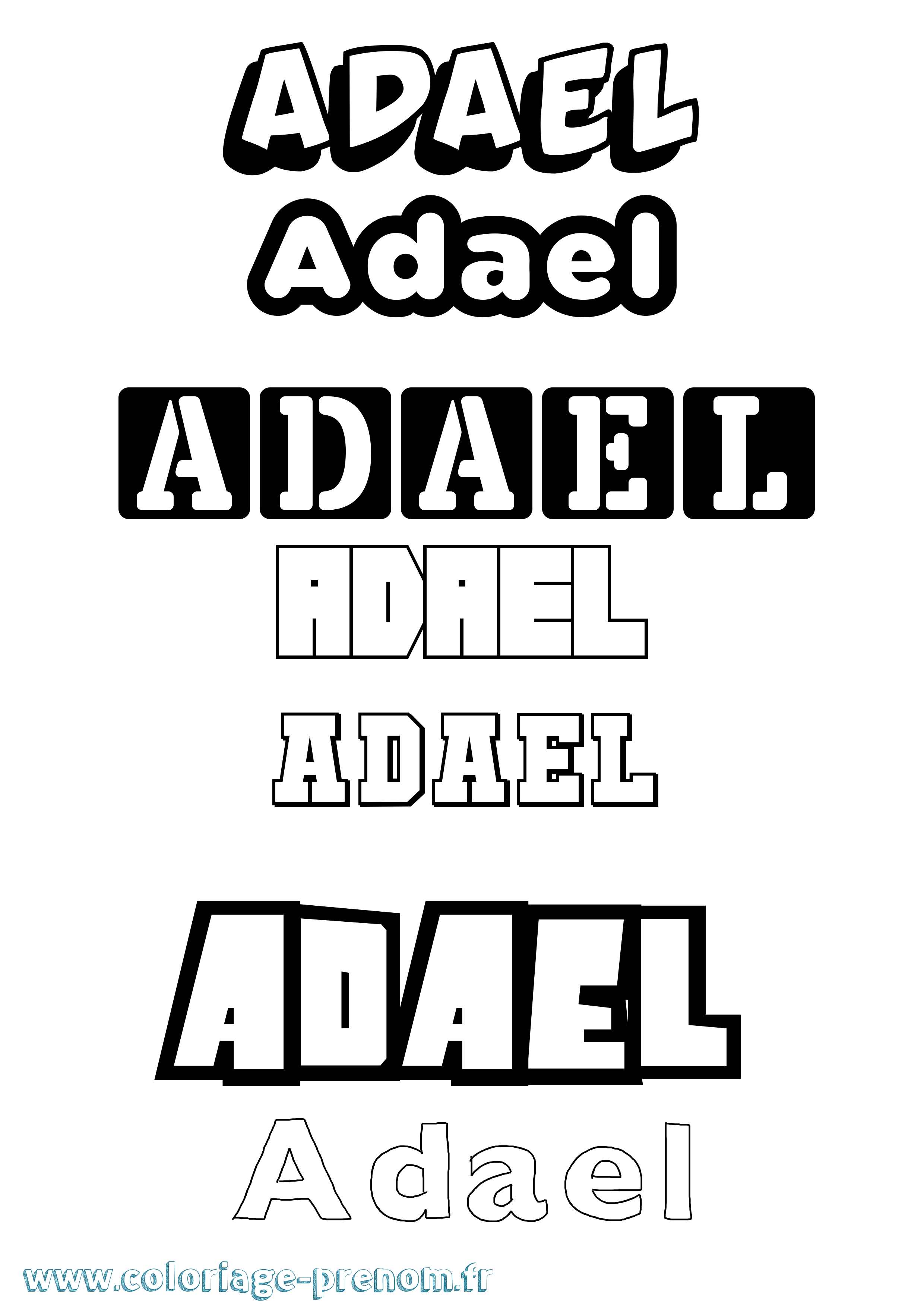 Coloriage prénom Adael Simple