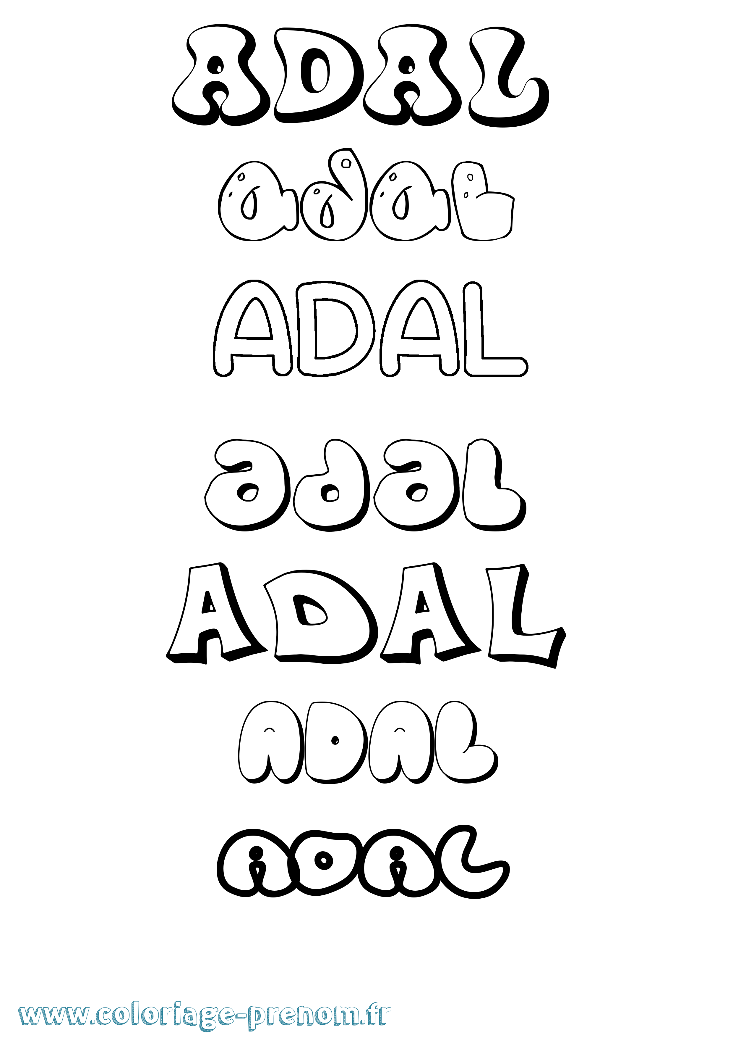 Coloriage Adal Bubble Coloriage prénom Adal Bubble