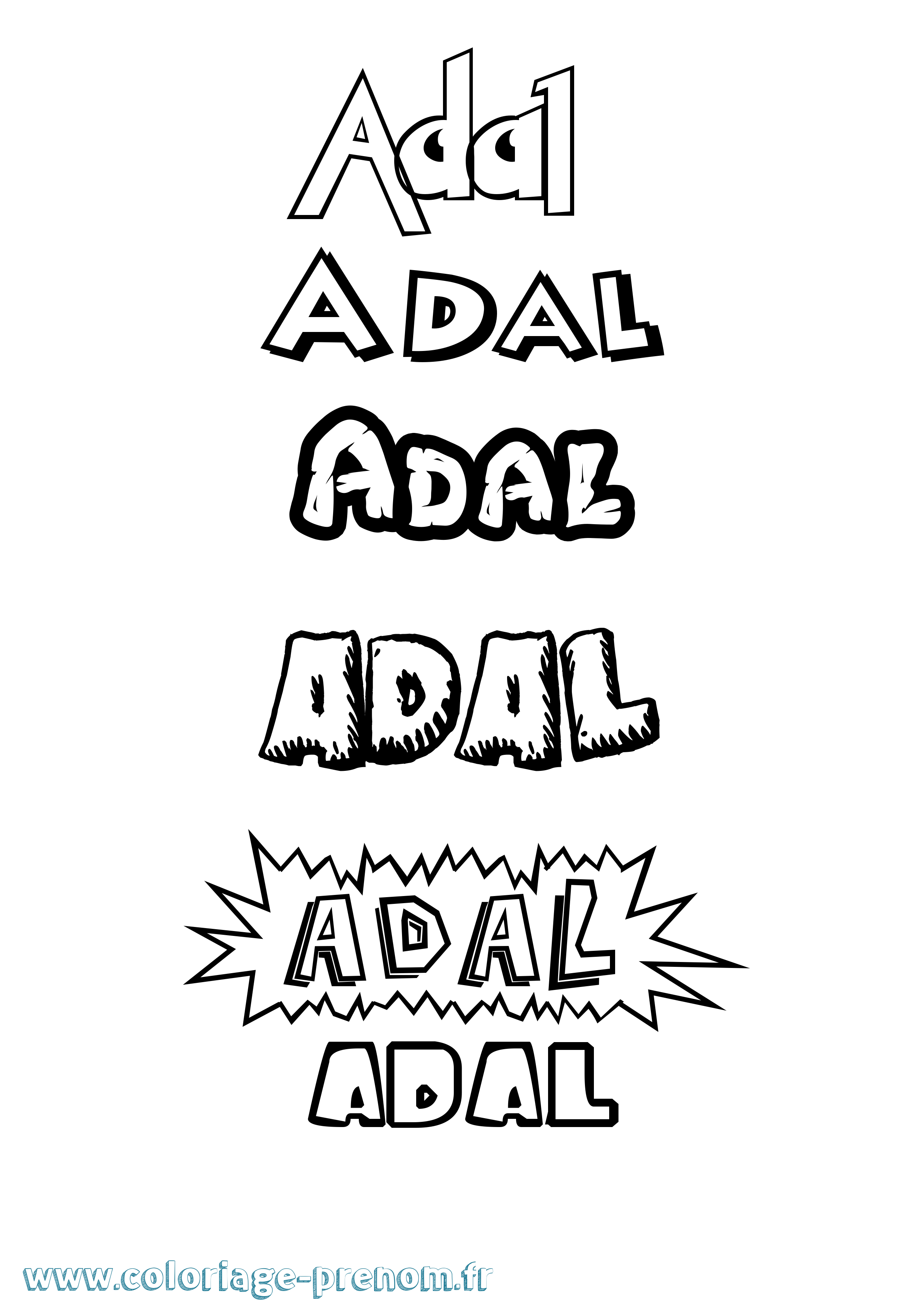 Coloriage Adal Dessin Animé Coloriage prénom Adal Dessin Animé
