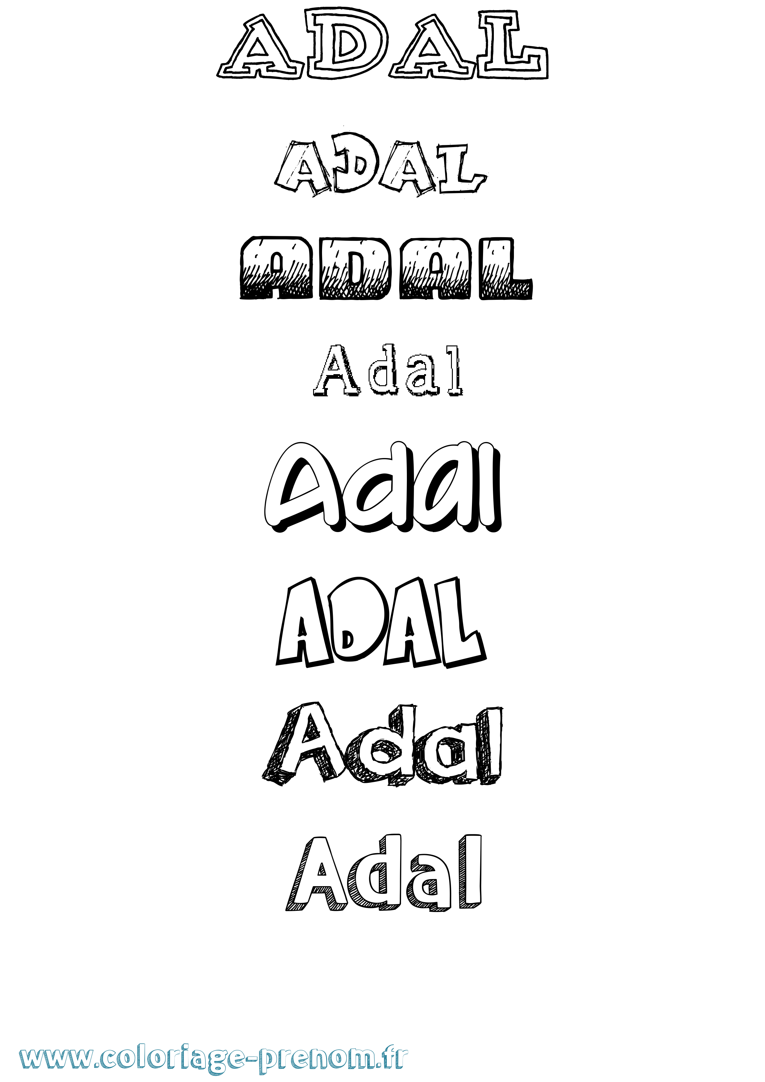 Coloriage Adal Dessiné Coloriage prénom Adal Dessiné