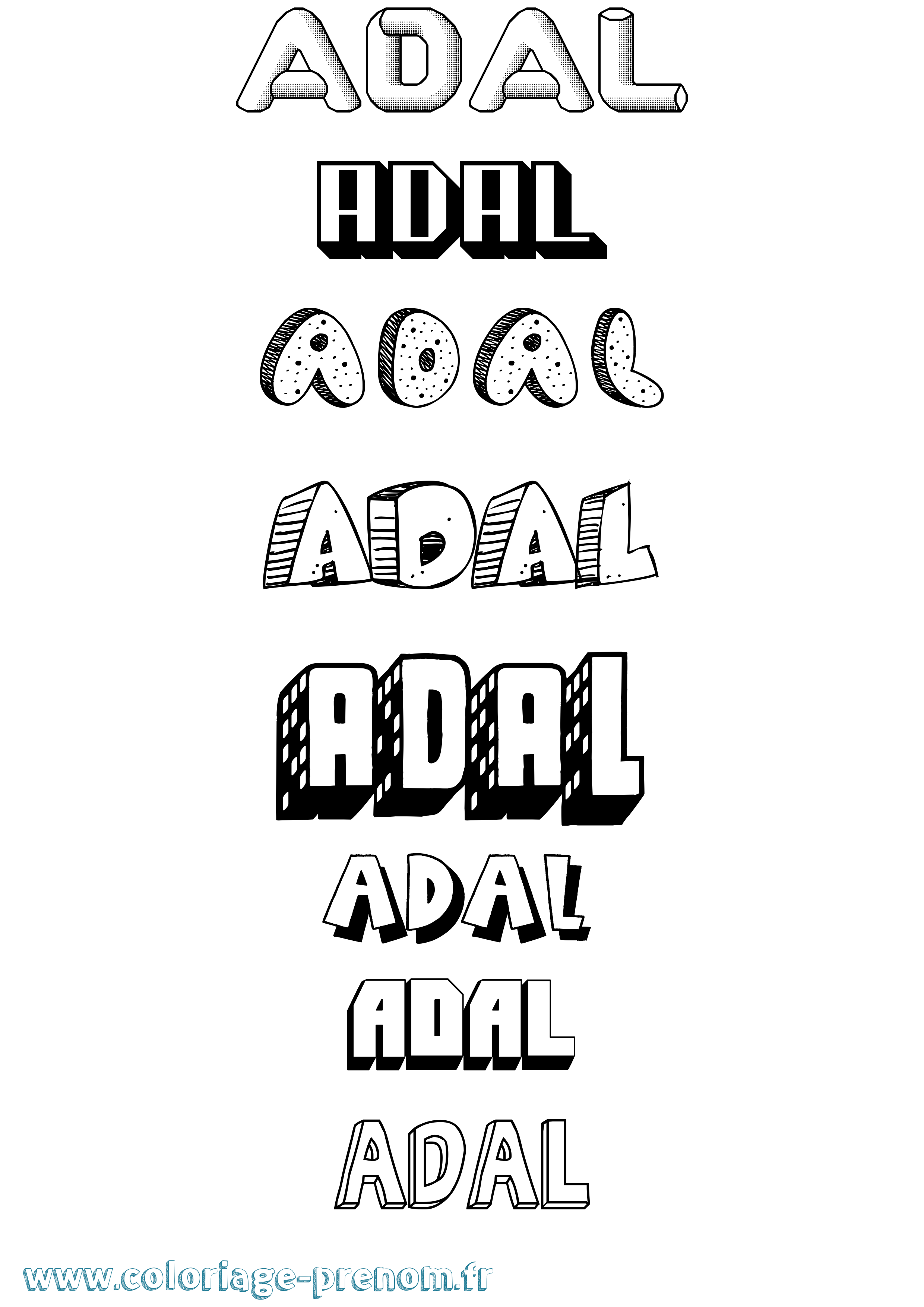 Coloriage Adal Effet 3D Coloriage prénom Adal Effet 3D