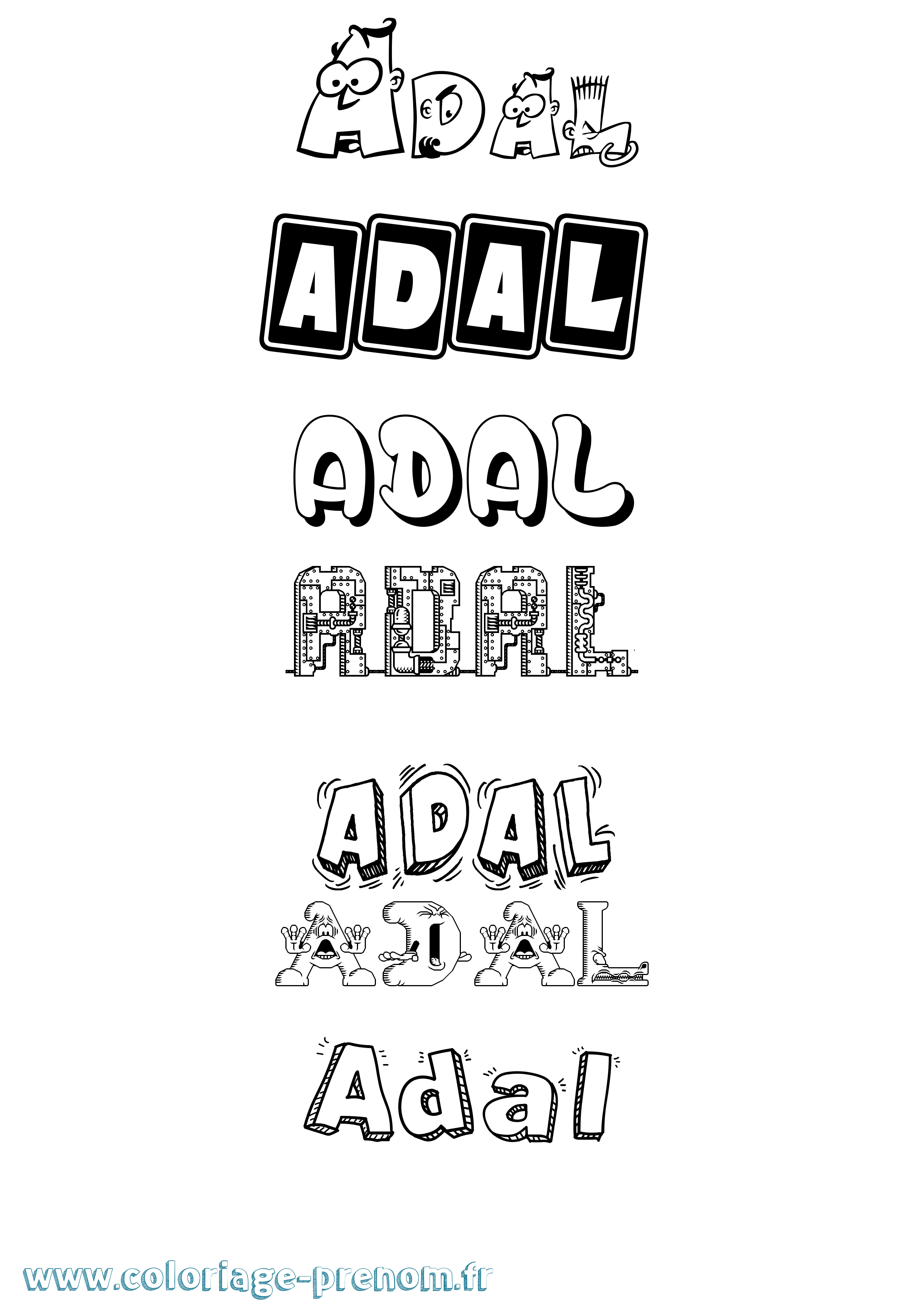 Coloriage Adal Fun Coloriage prénom Adal Fun
