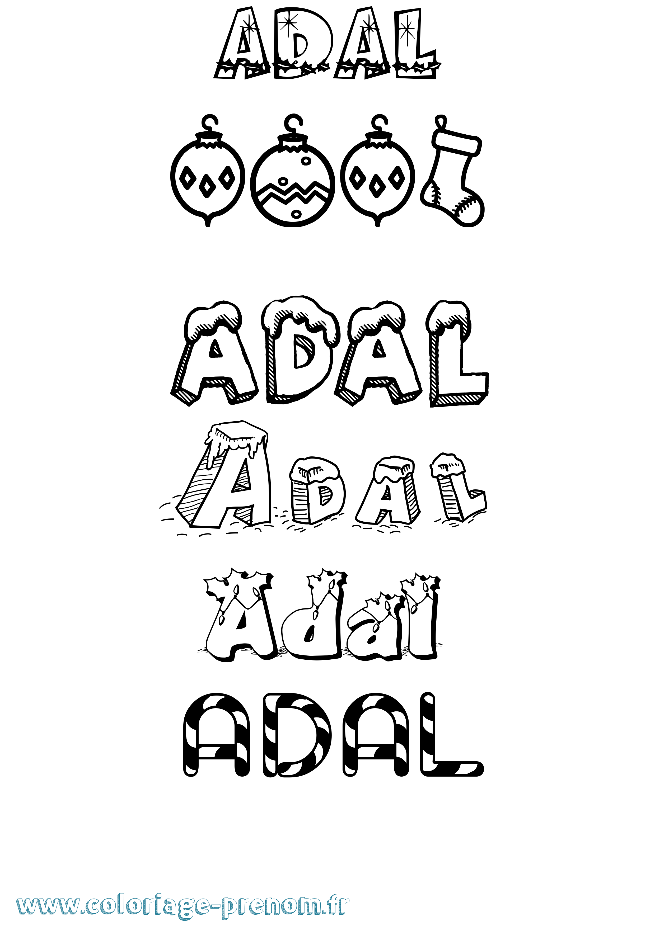 Coloriage Adal Noël Coloriage prénom Adal Noël
