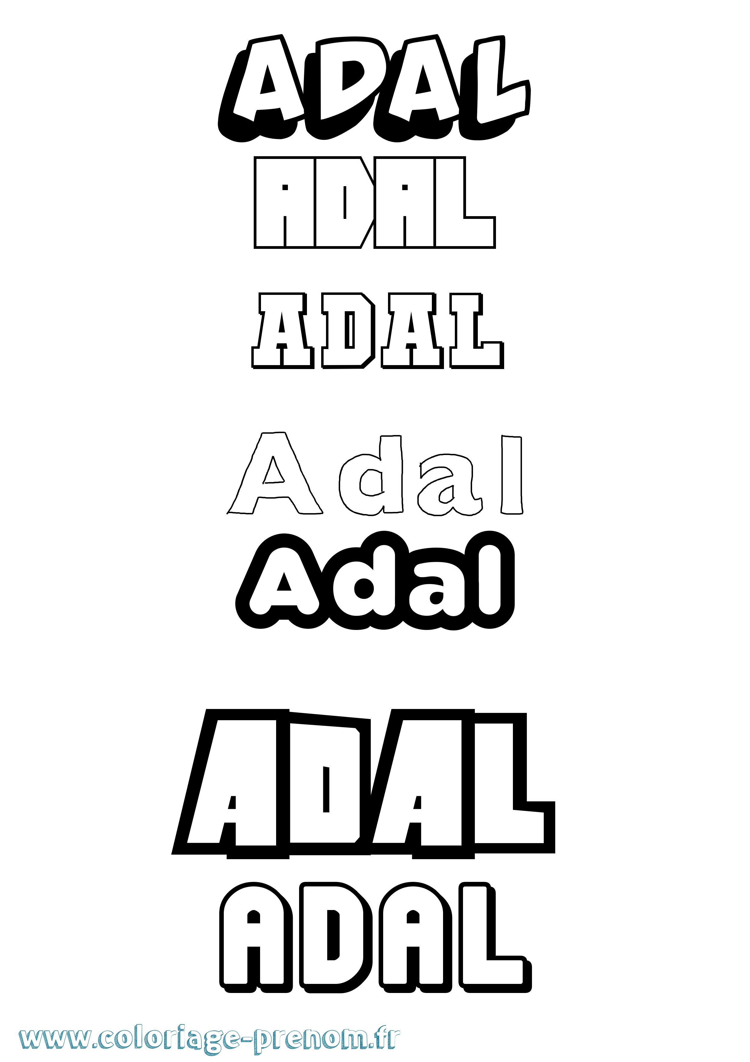 Coloriage Adal Simple Coloriage prénom Adal Simple