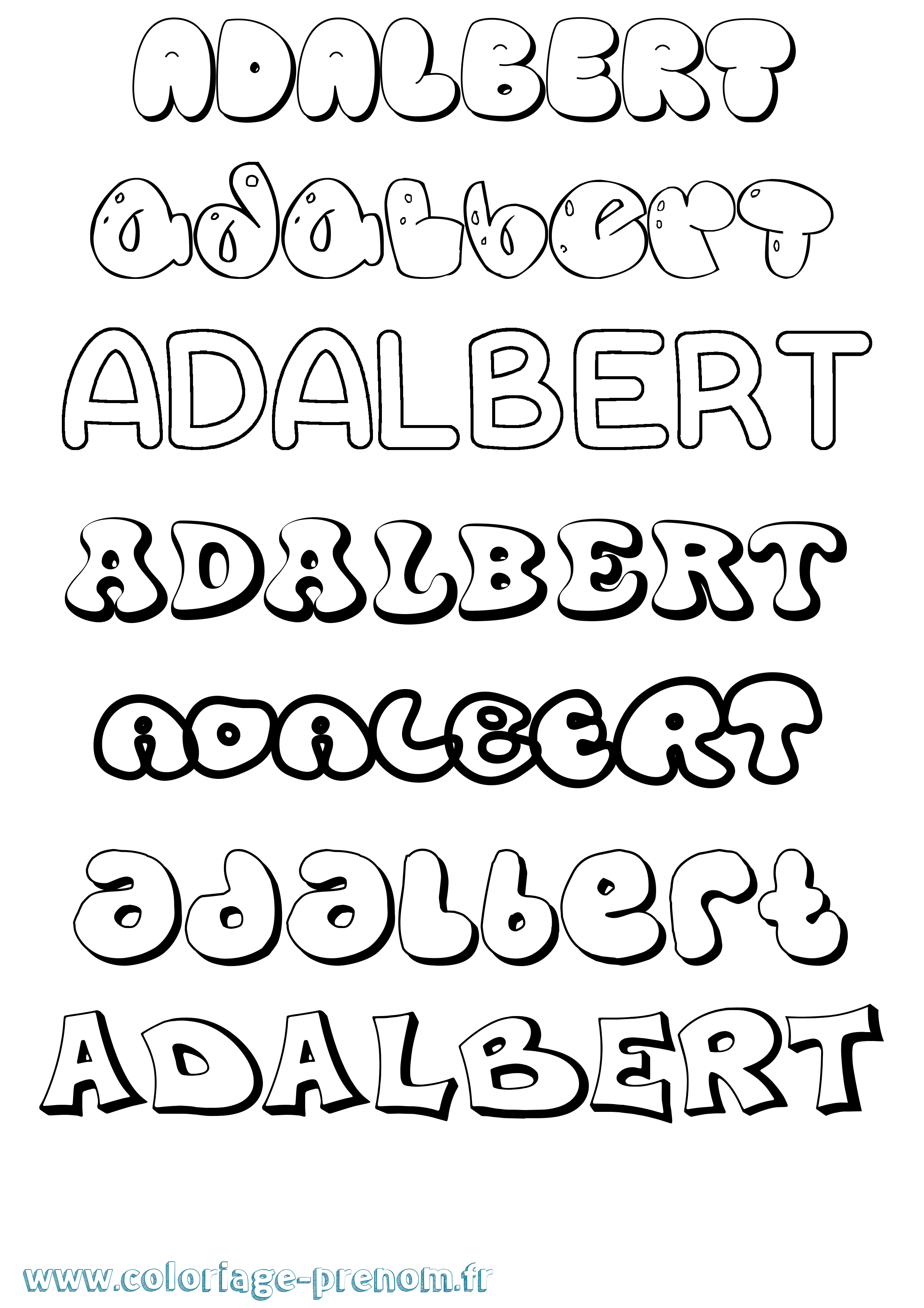 Coloriage prénom Adalbert Bubble
