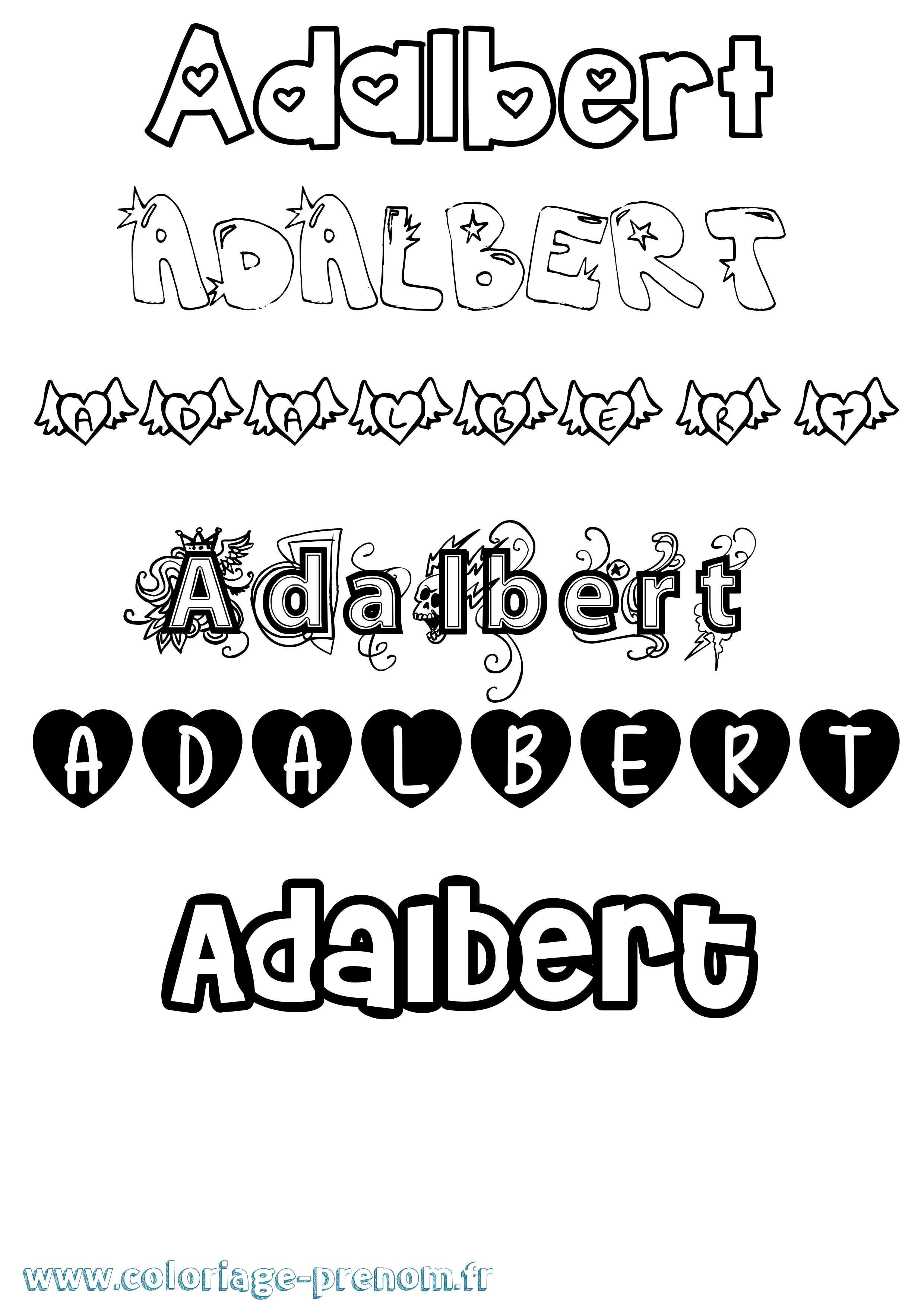 Coloriage prénom Adalbert Girly