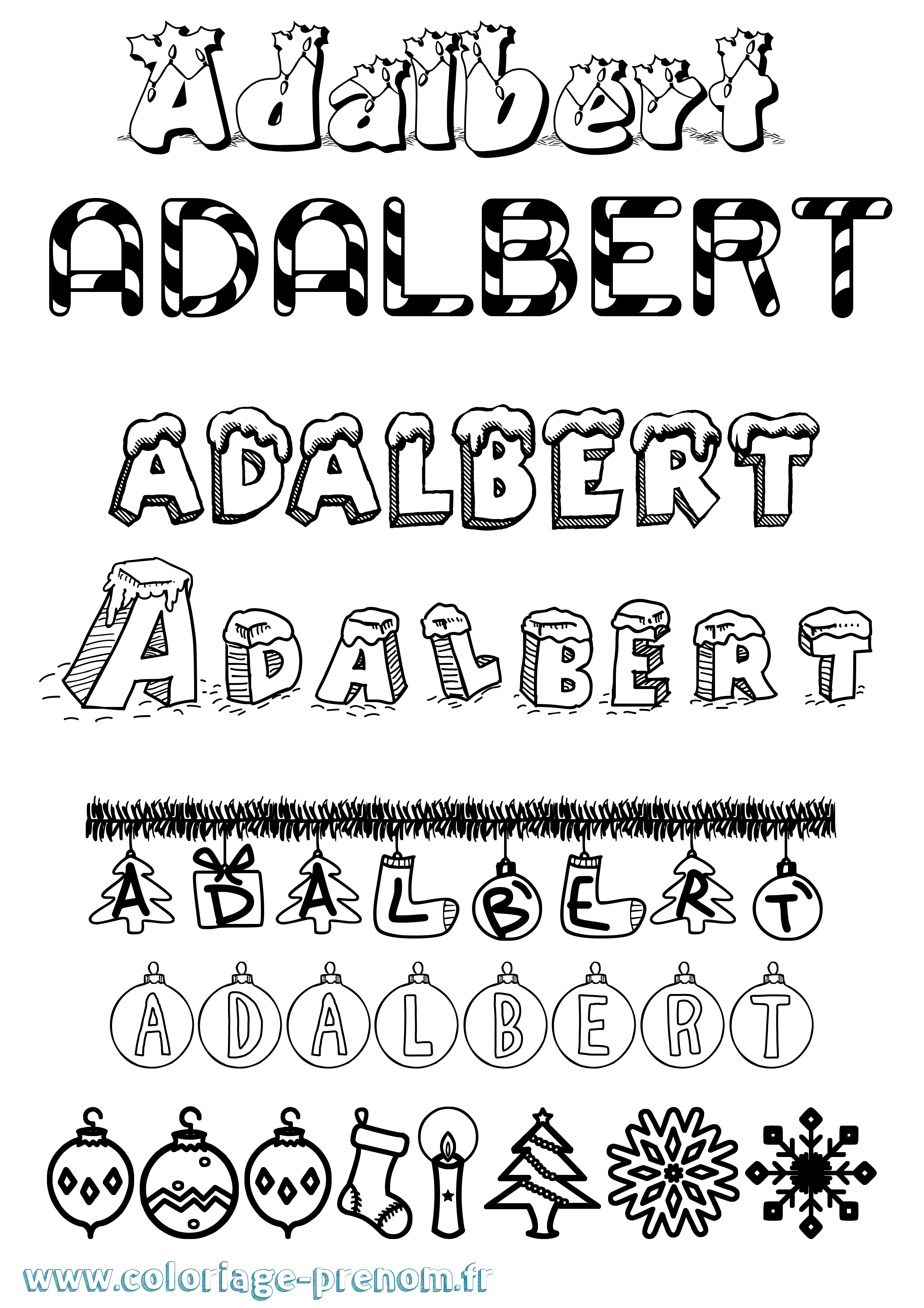 Coloriage prénom Adalbert Noël
