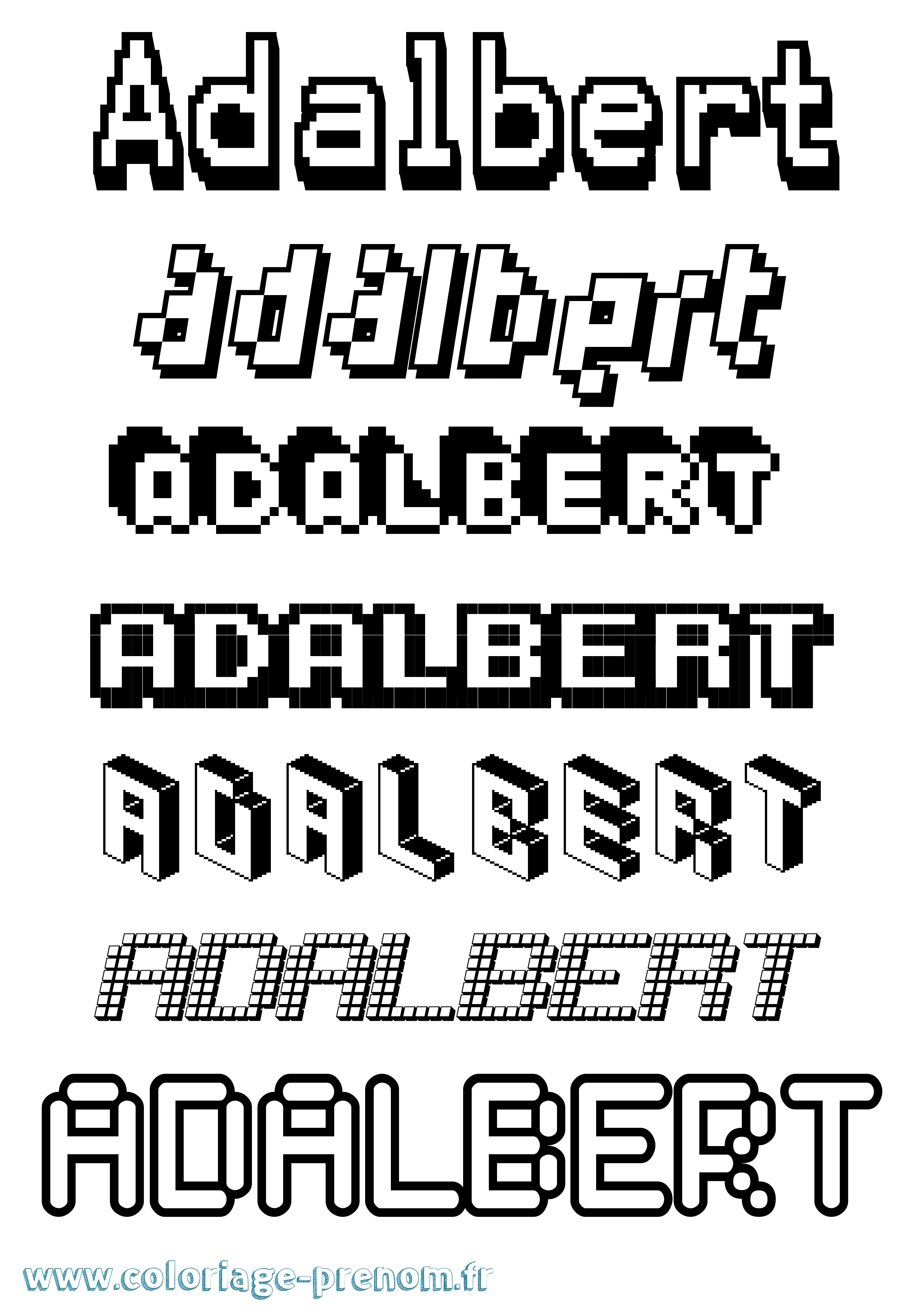 Coloriage prénom Adalbert Pixel