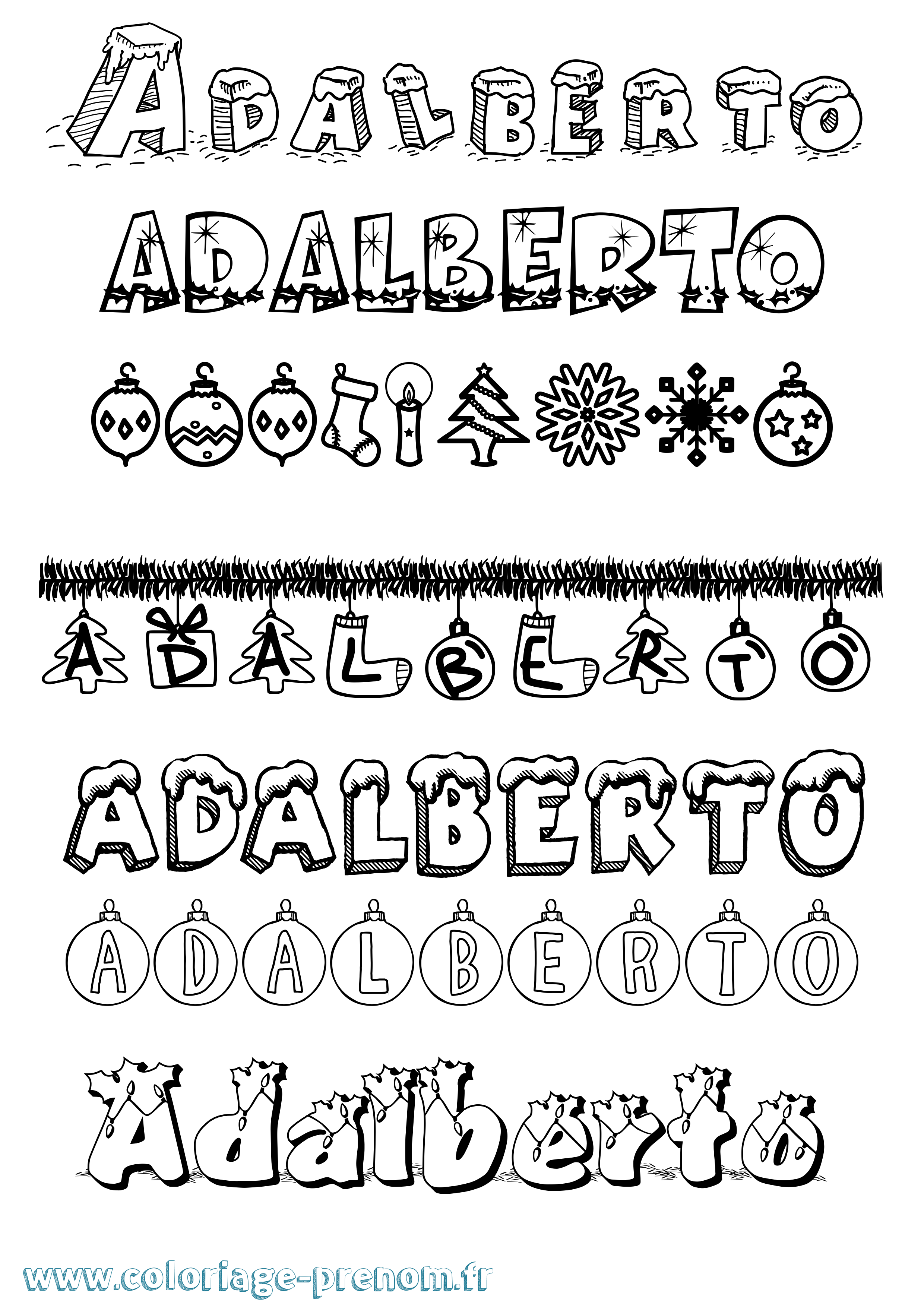 Coloriage prénom Adalberto Noël