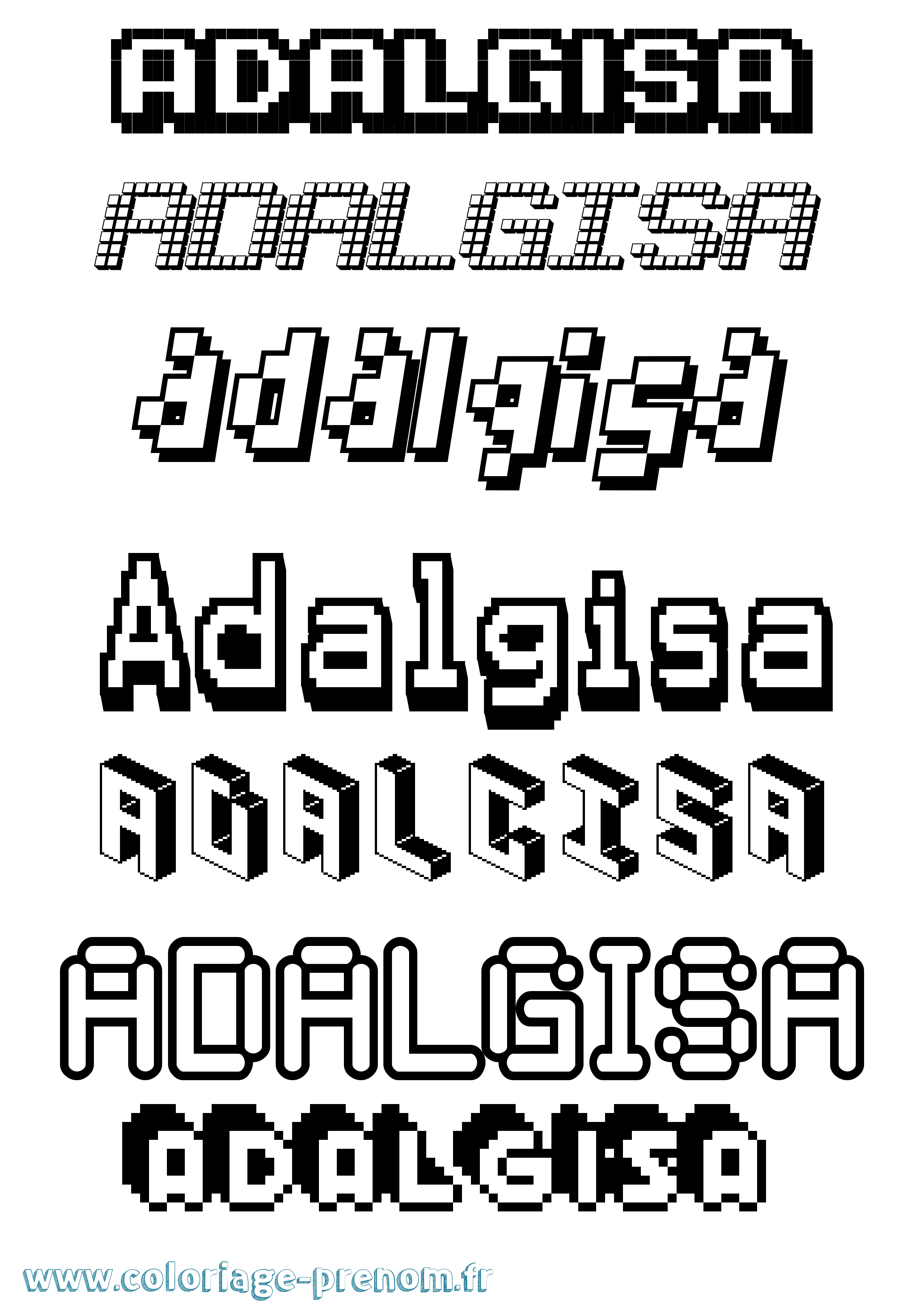 Coloriage prénom Adalgisa Pixel