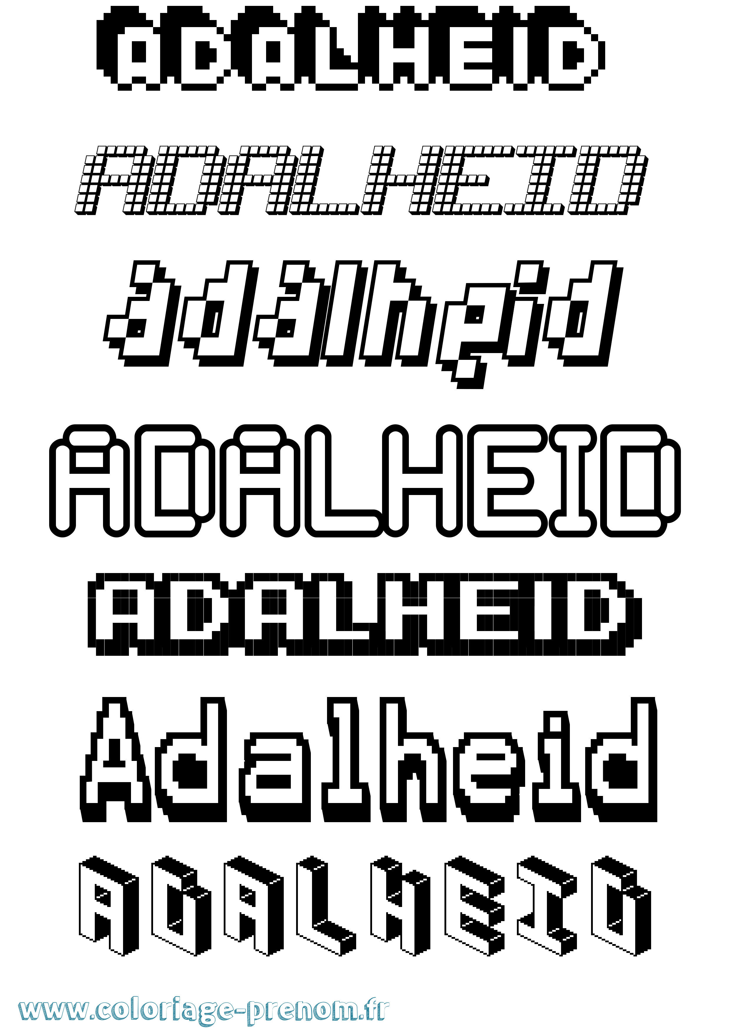 Coloriage prénom Adalheid Pixel