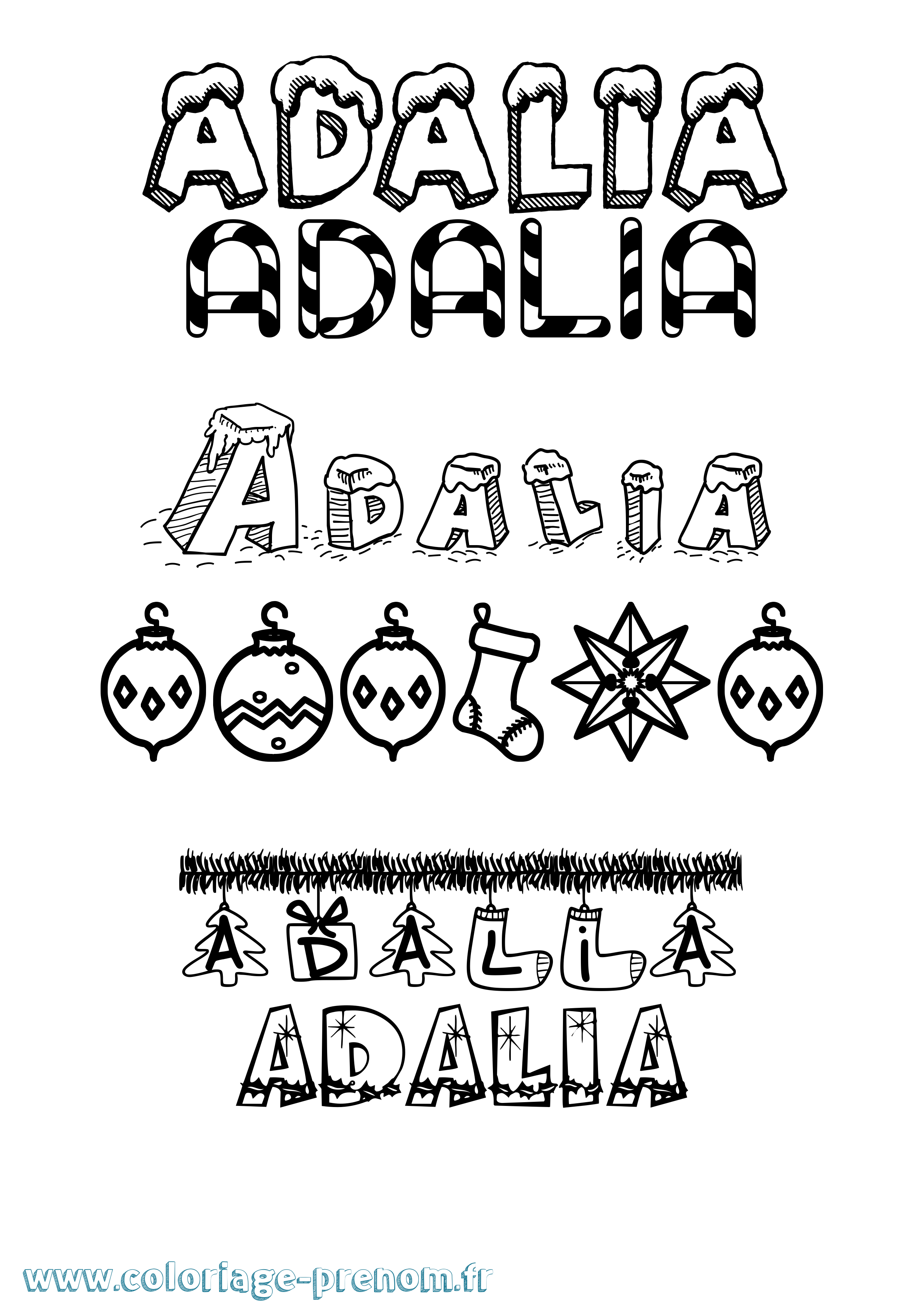 Coloriage prénom Adalia Noël