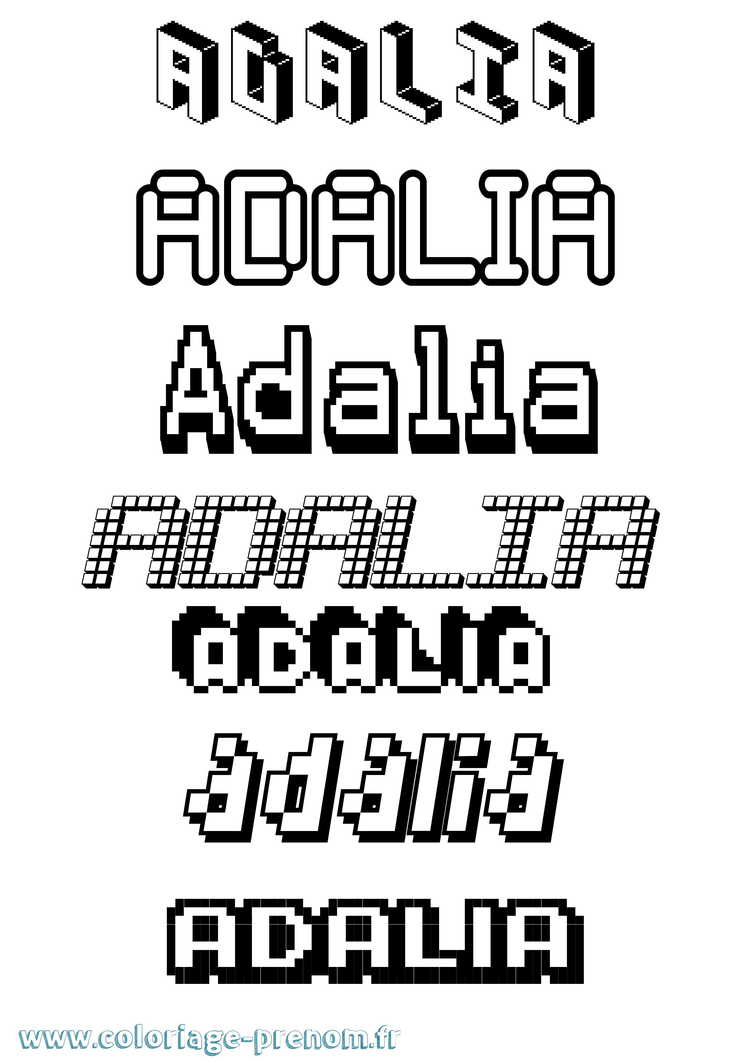 Coloriage prénom Adalia Pixel