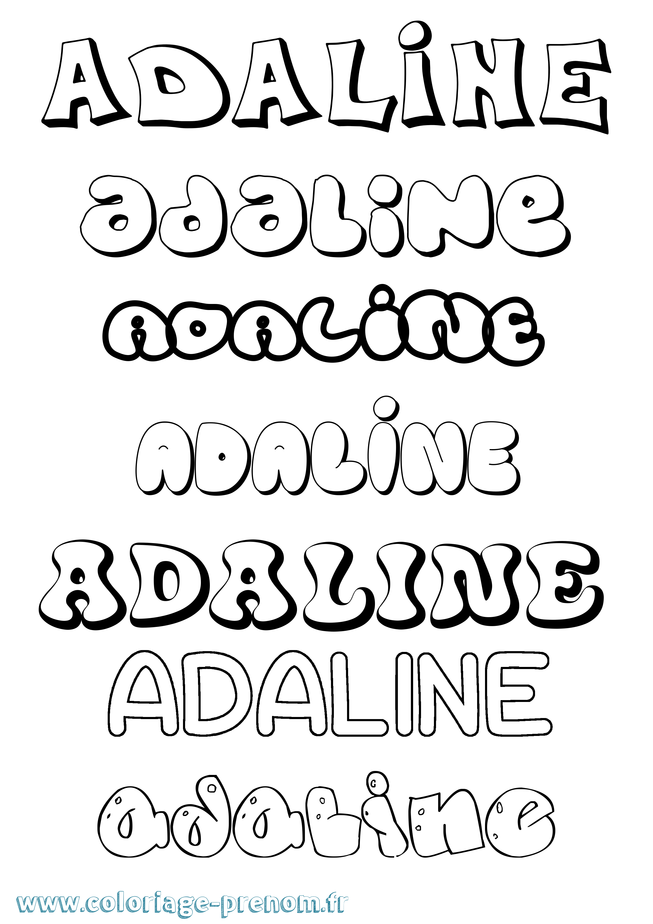 Coloriage prénom Adaline Bubble