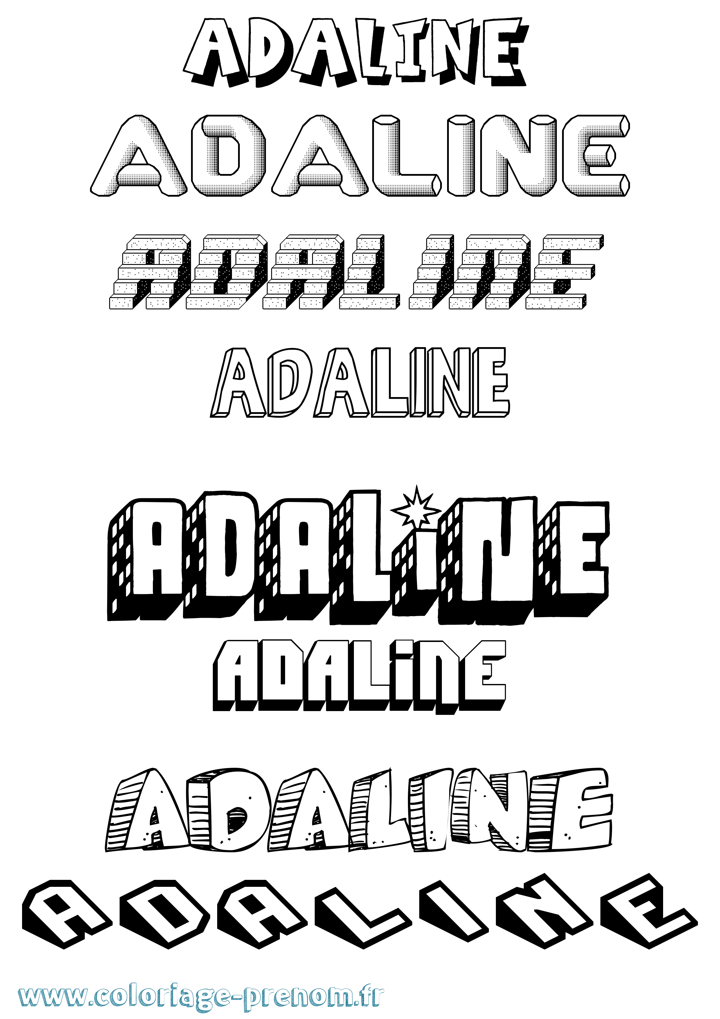 Coloriage prénom Adaline Effet 3D