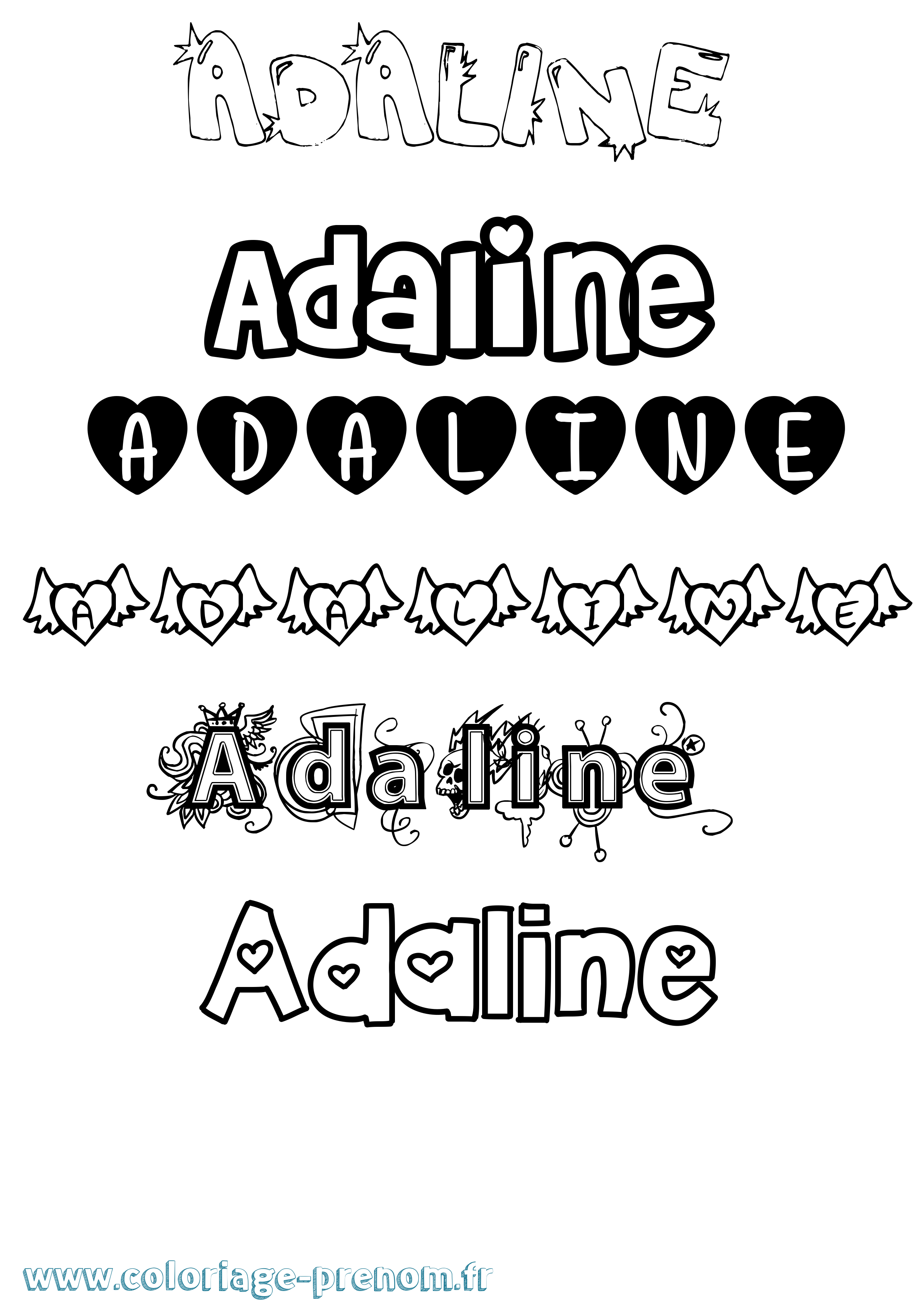 Coloriage prénom Adaline Girly