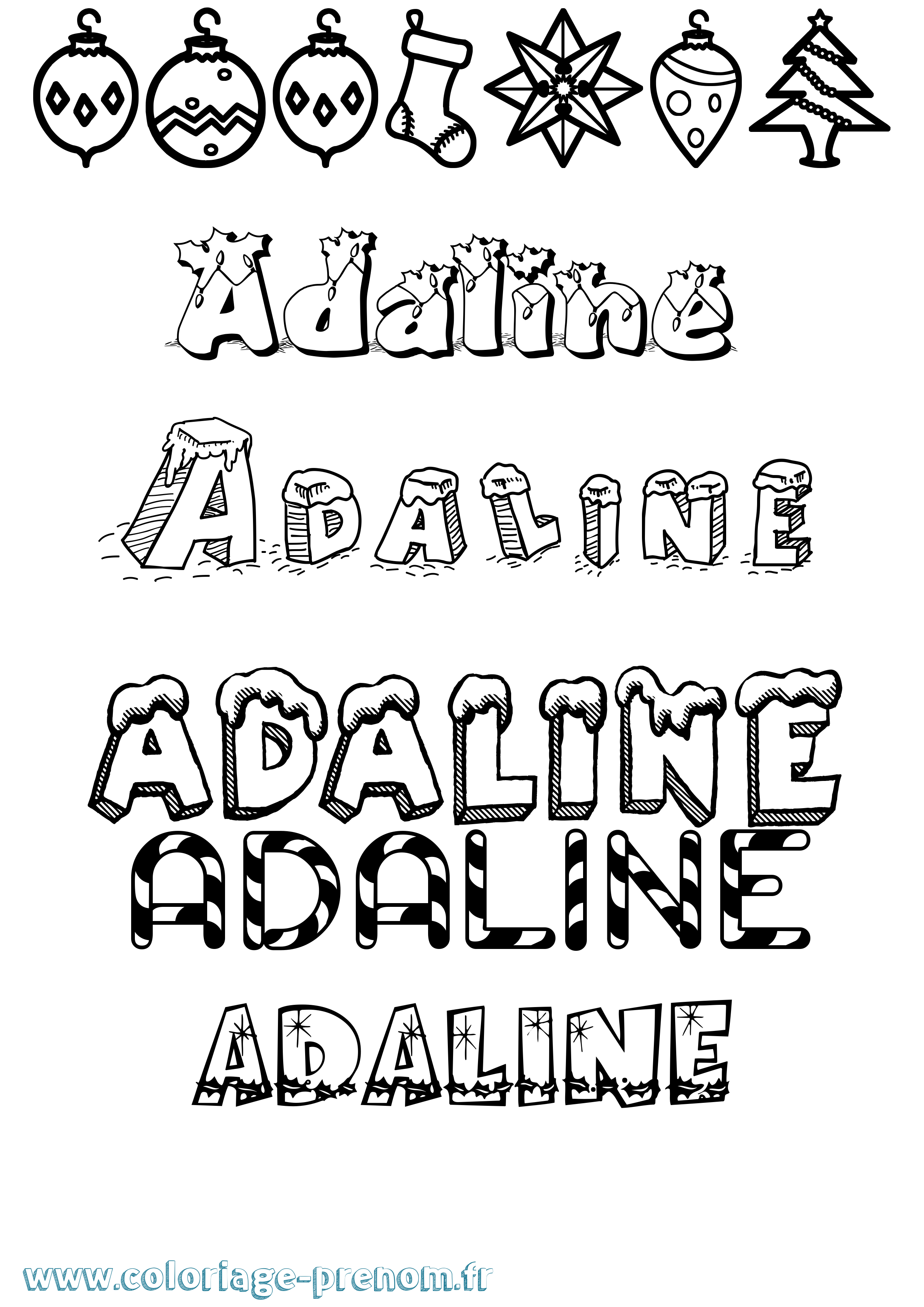 Coloriage prénom Adaline Noël