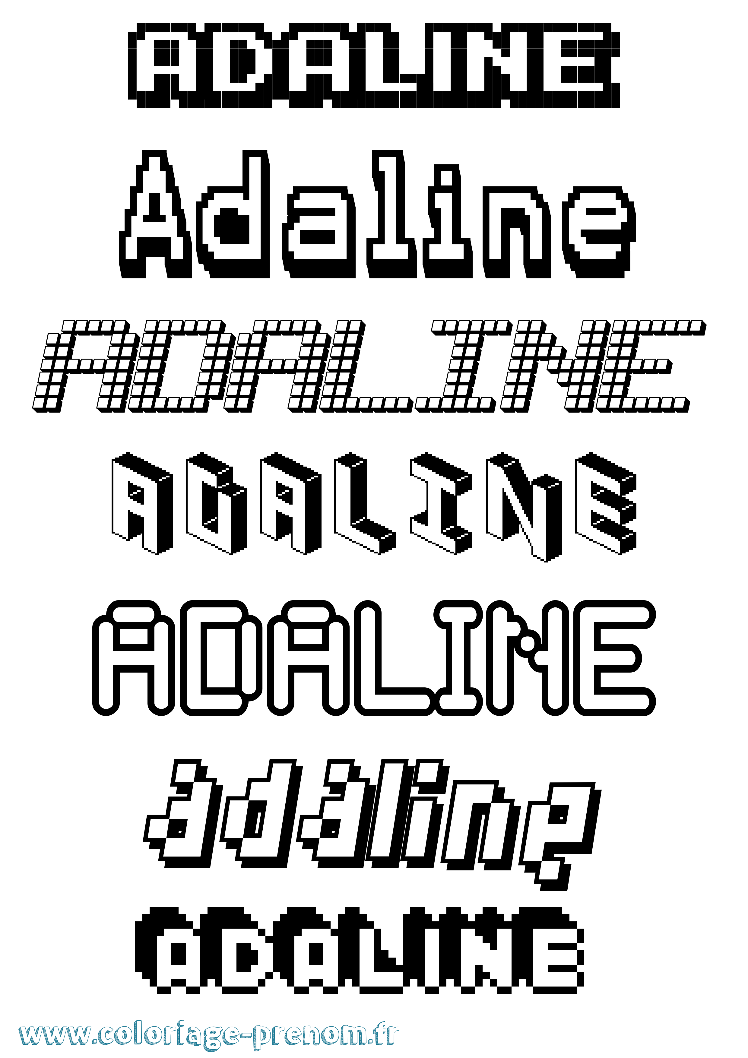 Coloriage prénom Adaline Pixel