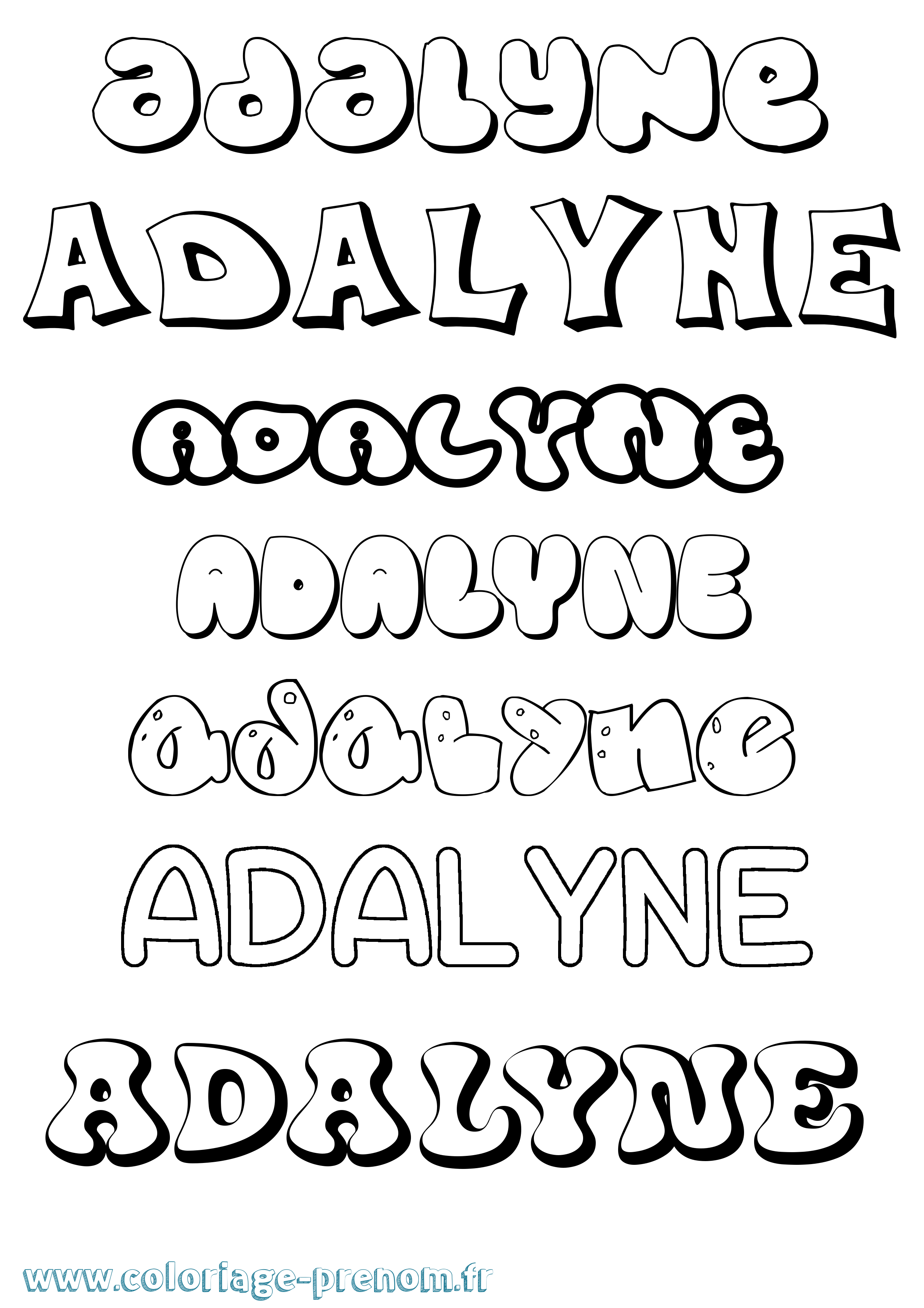 Coloriage prénom Adalyne Bubble