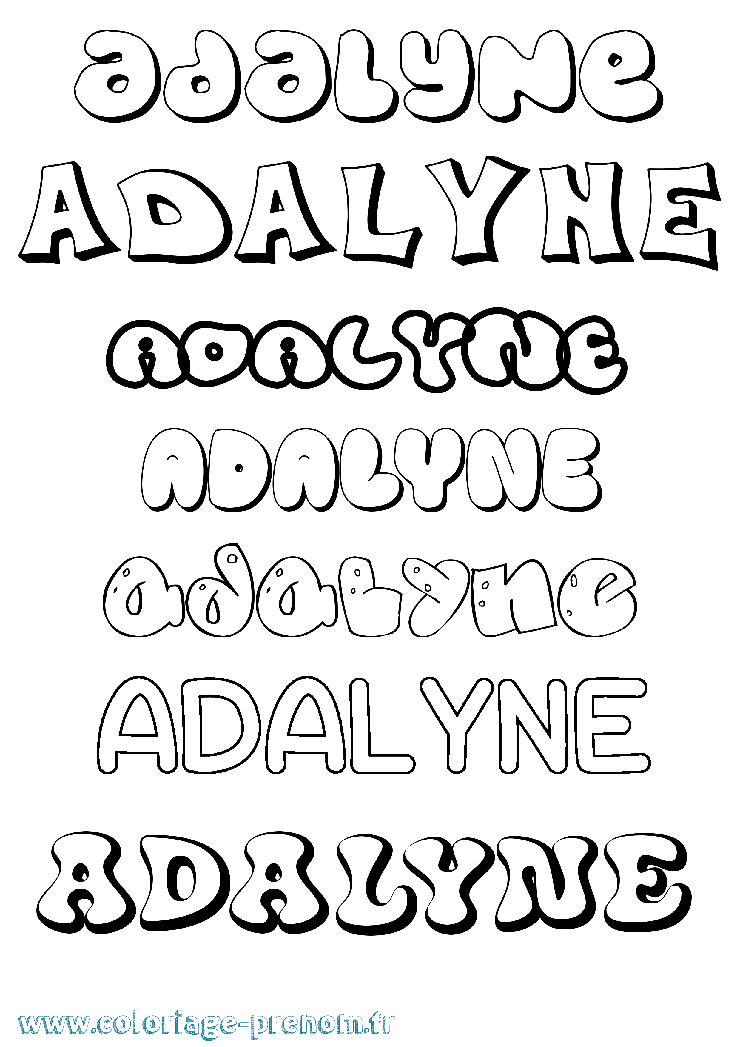 Coloriage Adalyne Bubble Coloriage prénom Adalyne Bubble