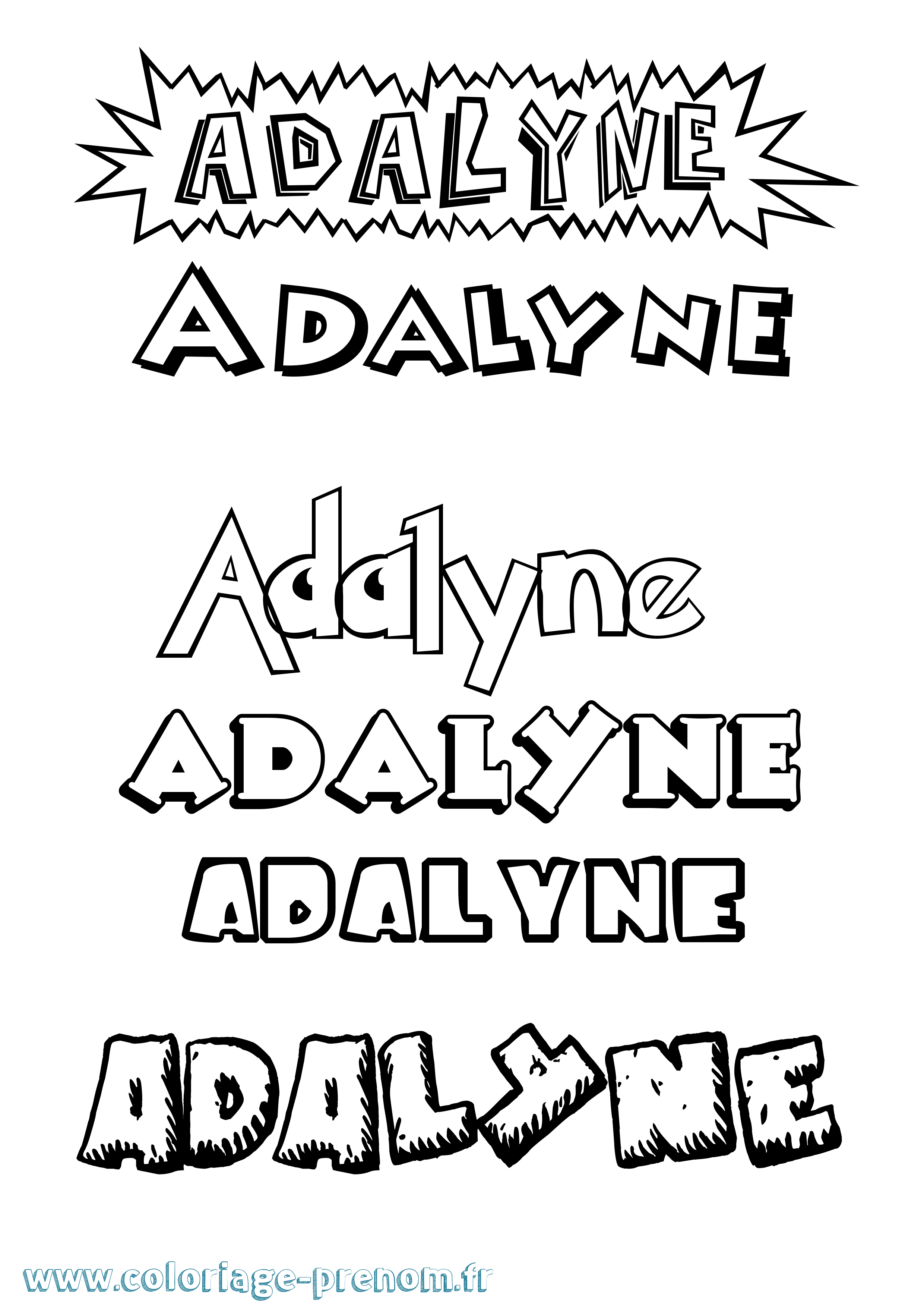 Coloriage Adalyne Dessin Animé Coloriage prénom Adalyne Dessin Animé