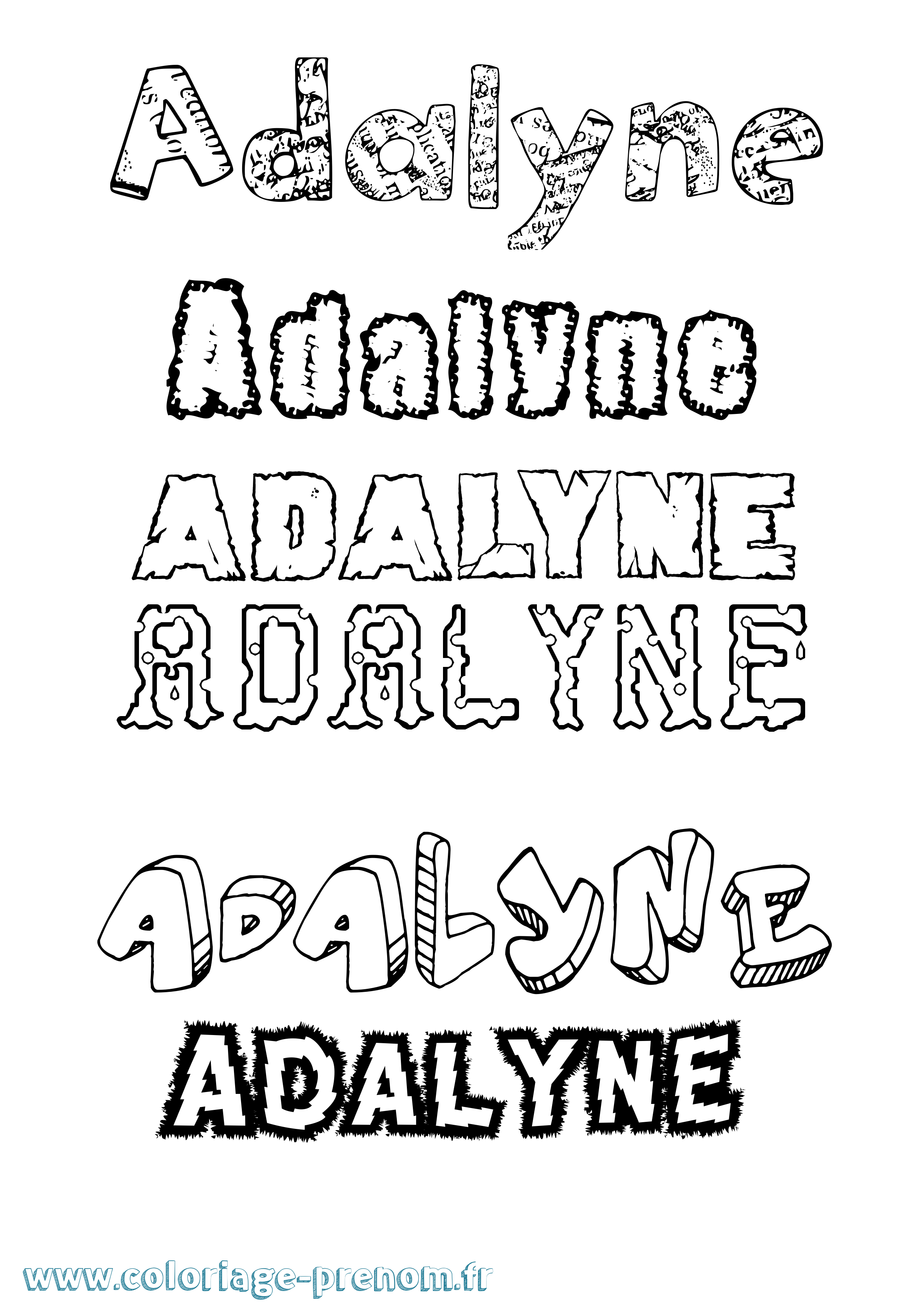 Coloriage prénom Adalyne Destructuré
