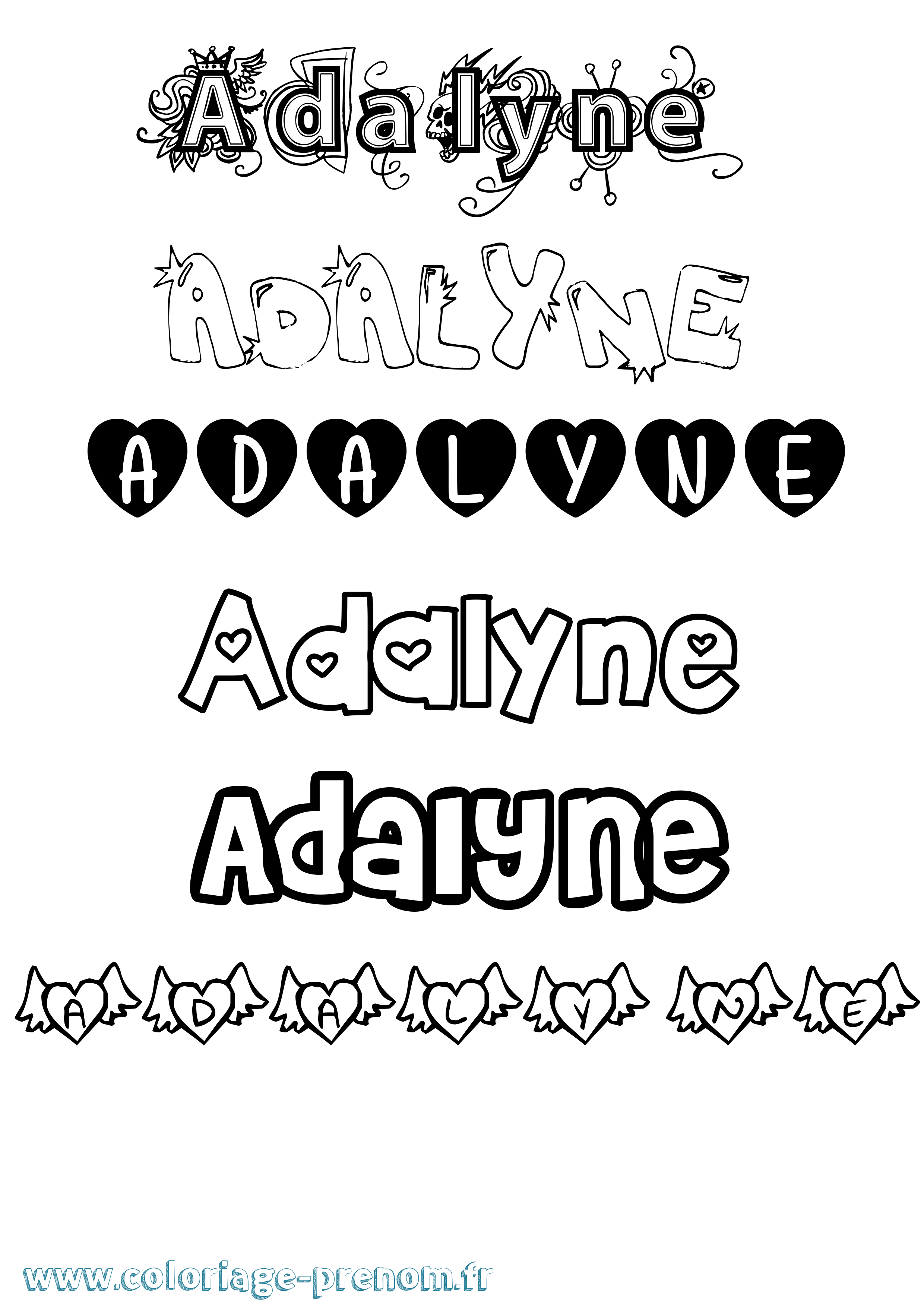 Coloriage Adalyne Girly Coloriage prénom Adalyne Girly