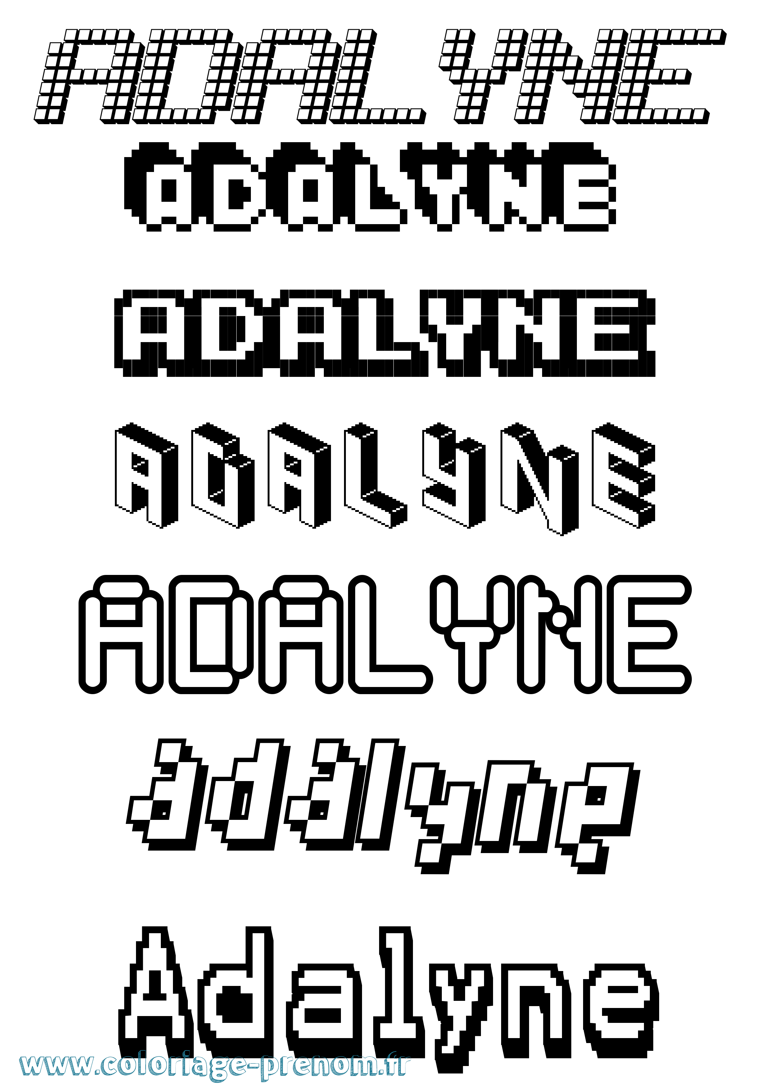 Coloriage Adalyne Pixel Coloriage prénom Adalyne Pixel