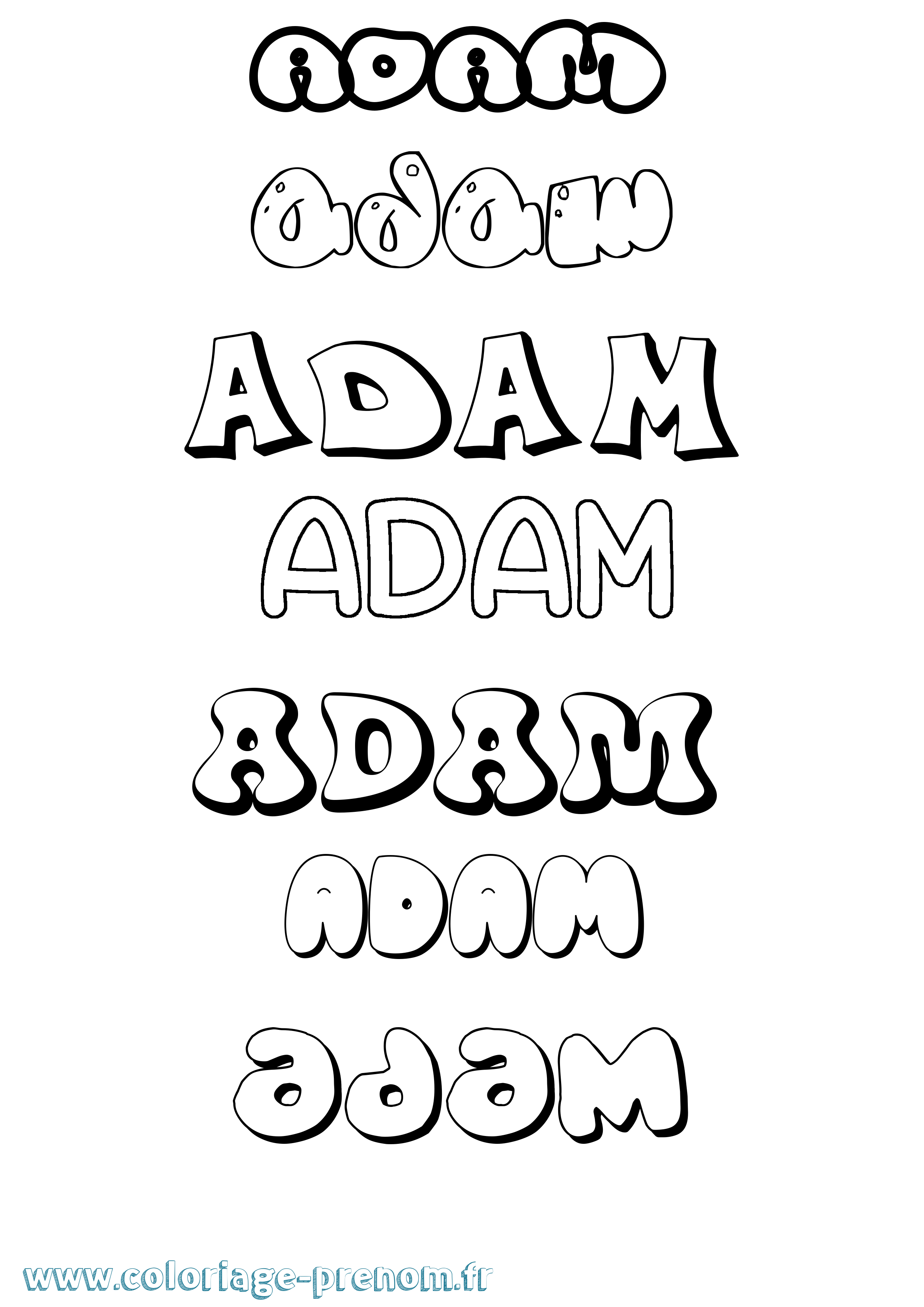 Coloriage prénom Adam Bubble
