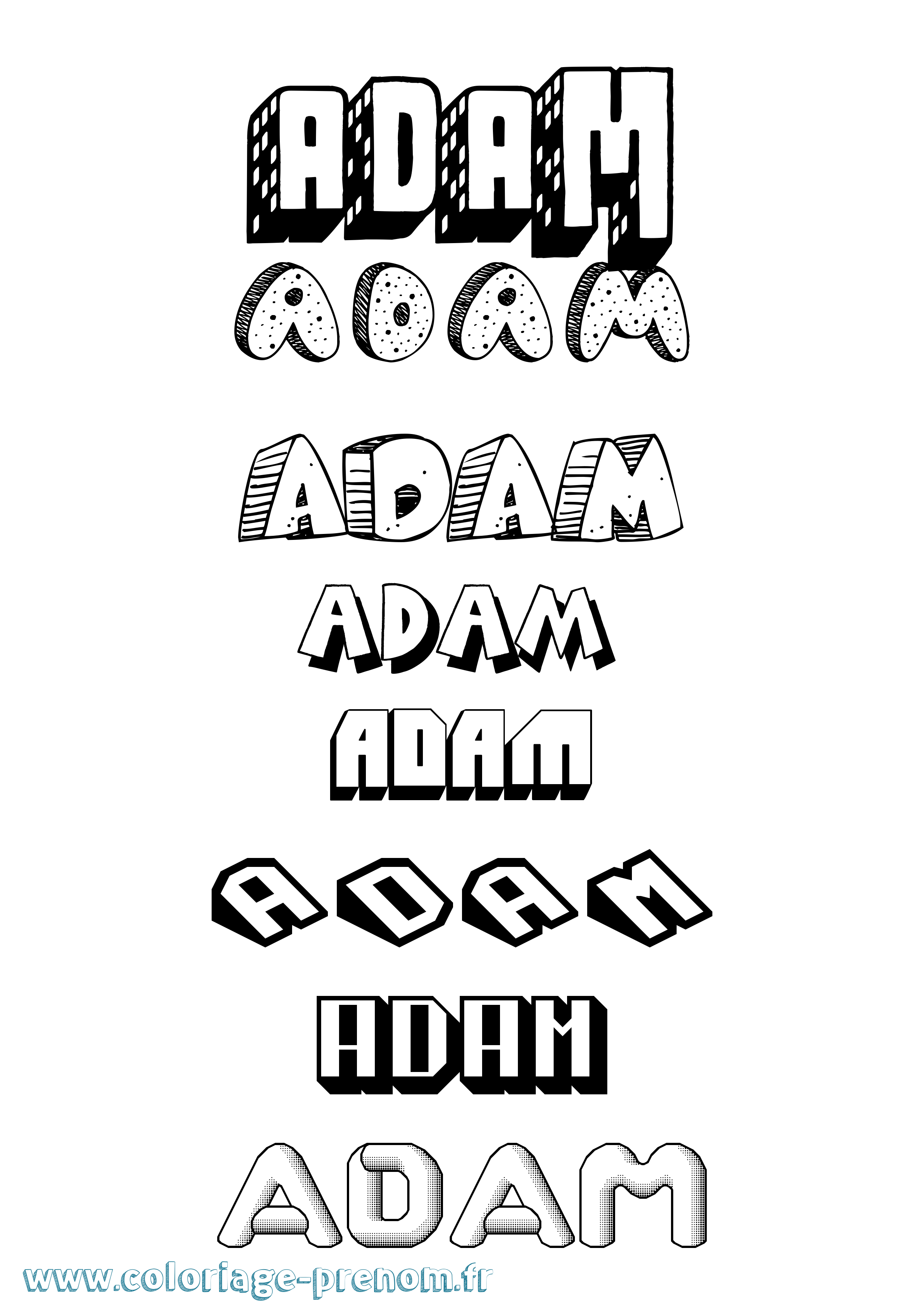 Coloriage prénom Adam Effet 3D